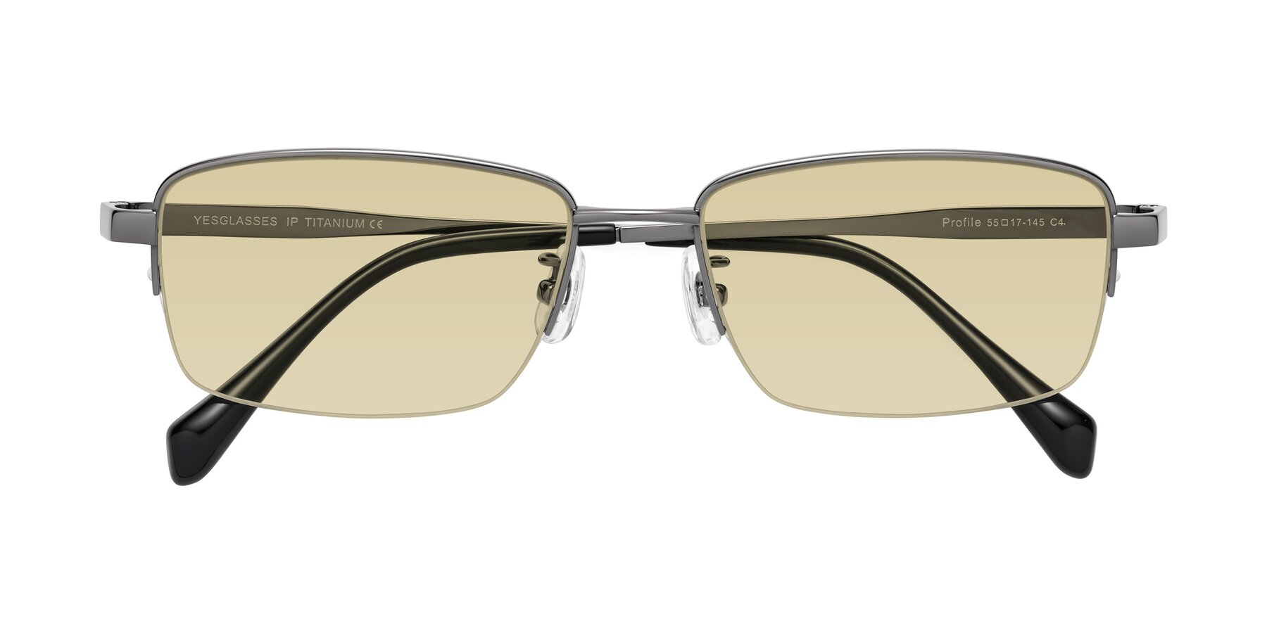 Folded Front of Profile in Gunmetal with Light Champagne Tinted Lenses