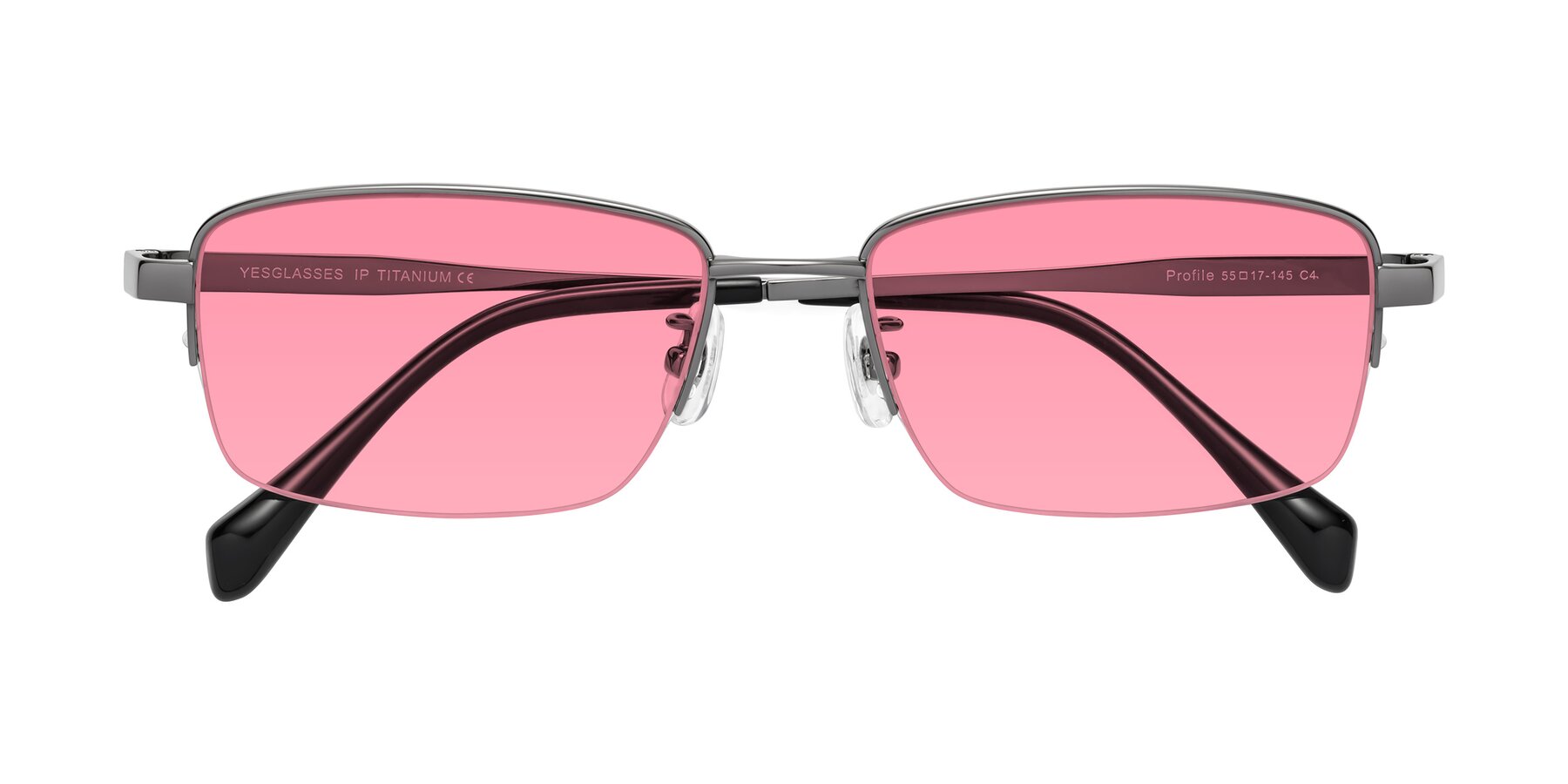 Folded Front of Profile in Gunmetal with Pink Tinted Lenses