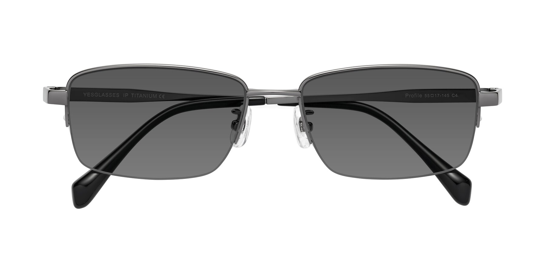 Folded Front of Profile in Gunmetal with Medium Gray Tinted Lenses