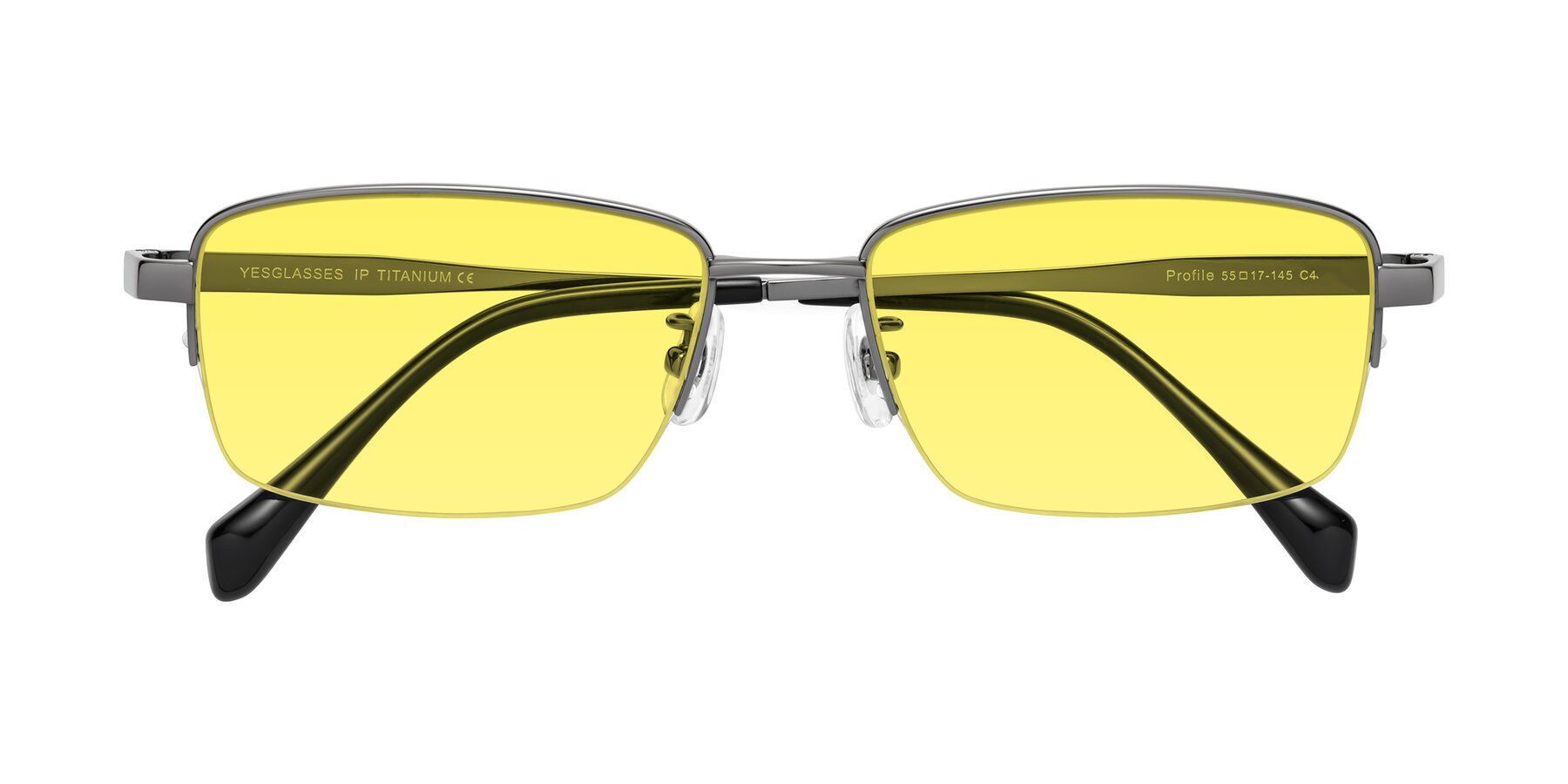 Folded Front of Profile in Gunmetal with Medium Yellow Tinted Lenses