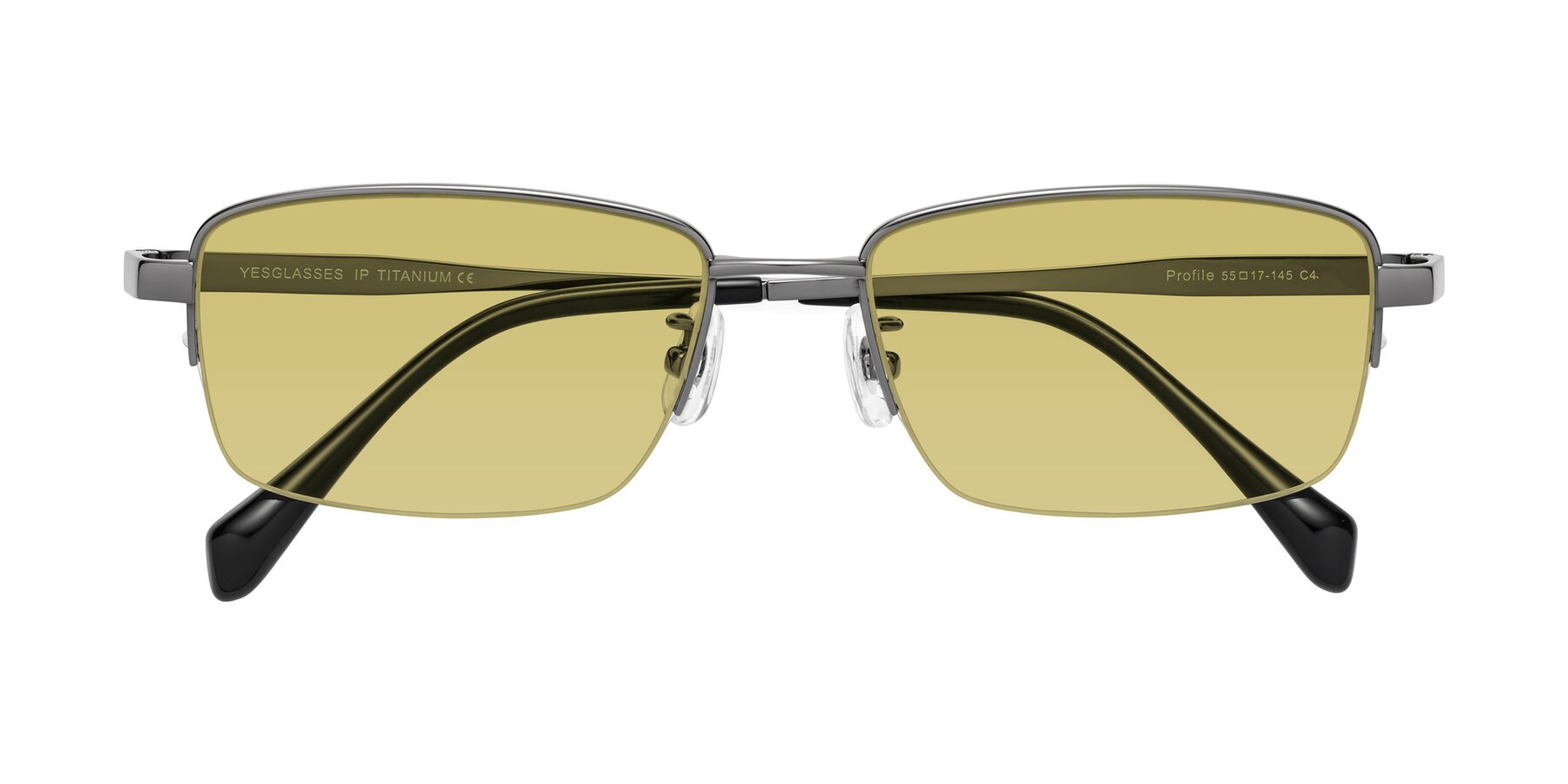 Folded Front of Profile in Gunmetal with Medium Champagne Tinted Lenses