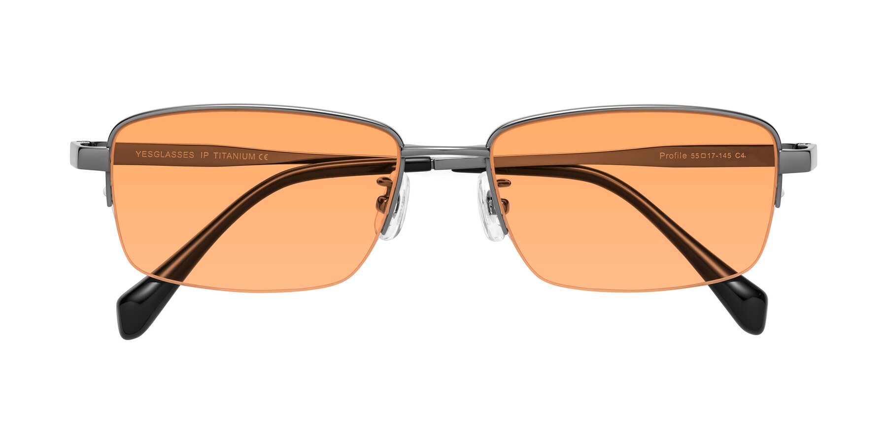 Folded Front of Profile in Gunmetal with Medium Orange Tinted Lenses