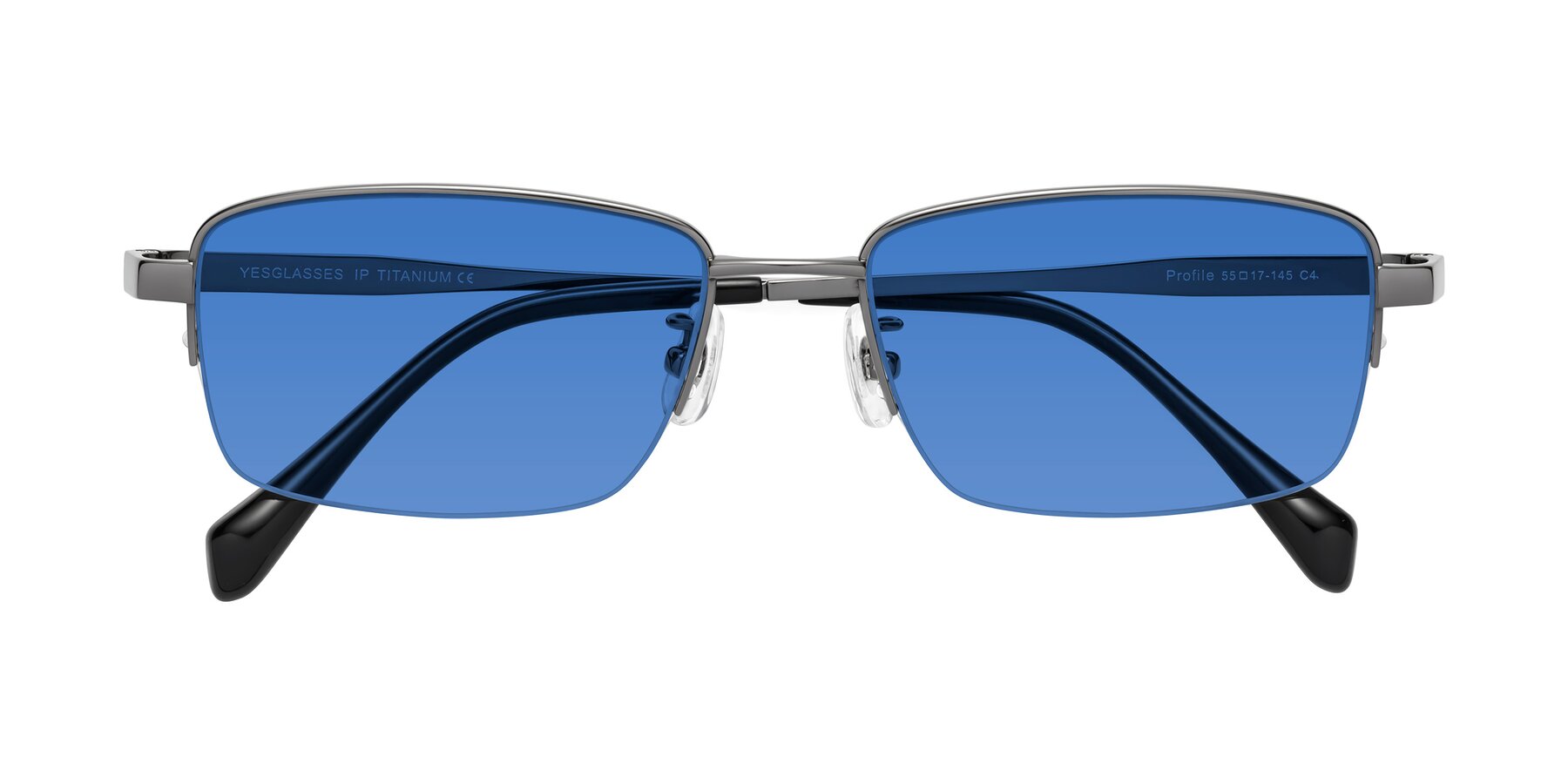 Folded Front of Profile in Gunmetal with Blue Tinted Lenses