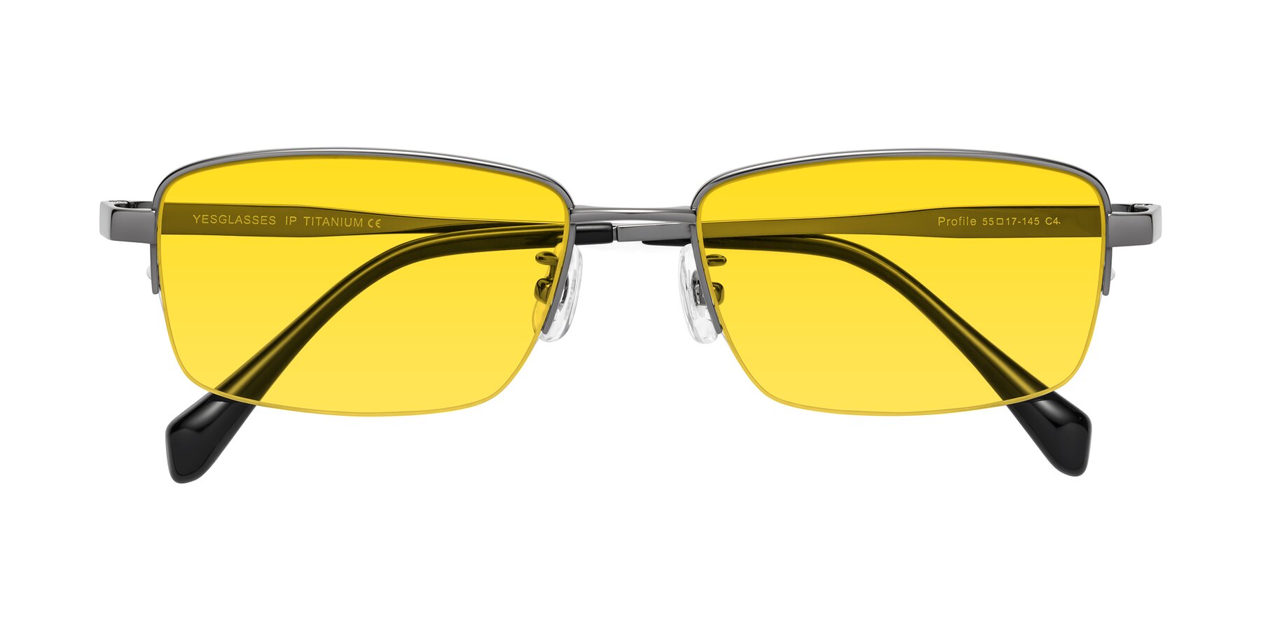 Folded Front of Profile in Gunmetal with Yellow Tinted Lenses