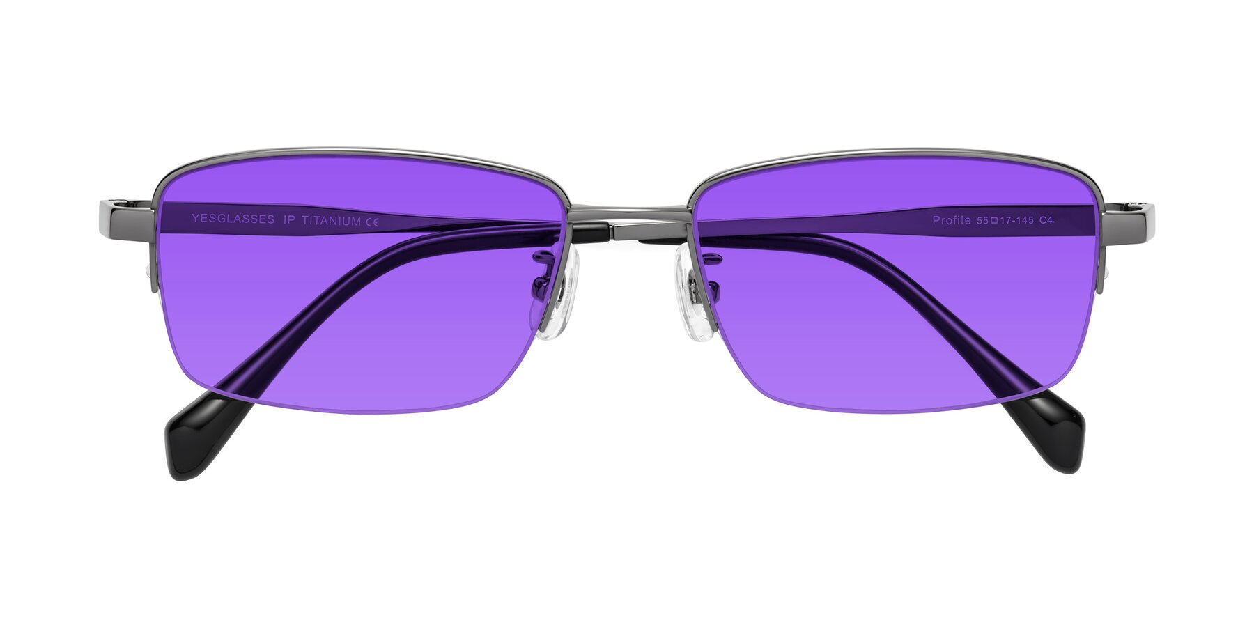 Folded Front of Profile in Gunmetal with Purple Tinted Lenses