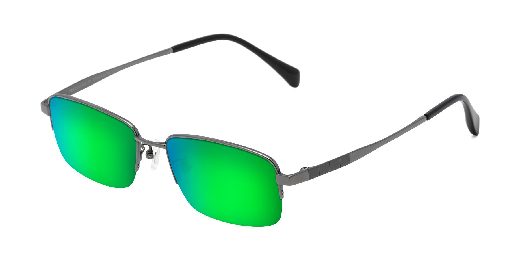 Angle of Profile in Gunmetal with Green Mirrored Lenses