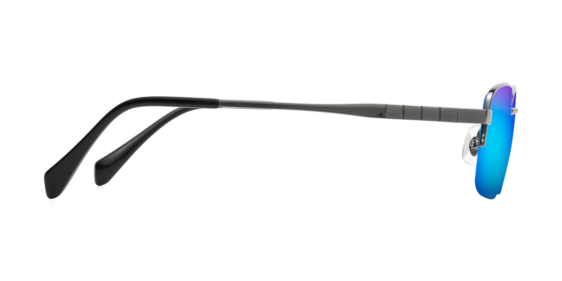 Side of Profile in Gunmetal with Blue Mirrored Lenses