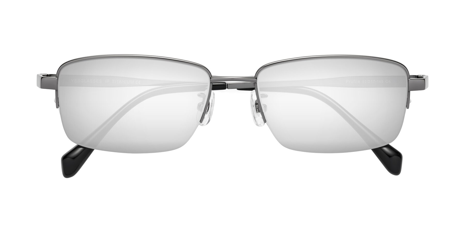 Folded Front of Profile in Gunmetal with Silver Mirrored Lenses