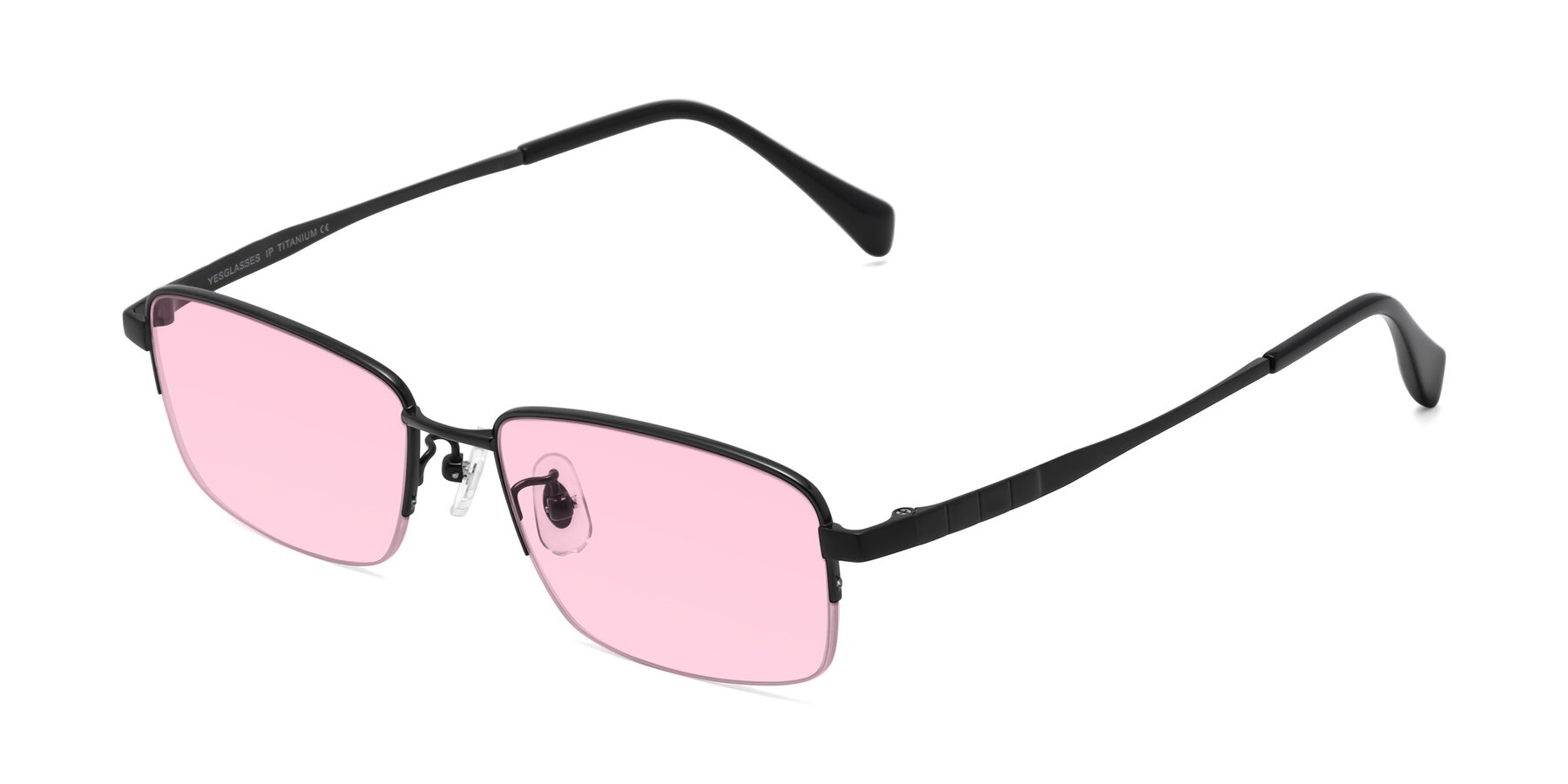 Angle of Profile in Black with Light Pink Tinted Lenses