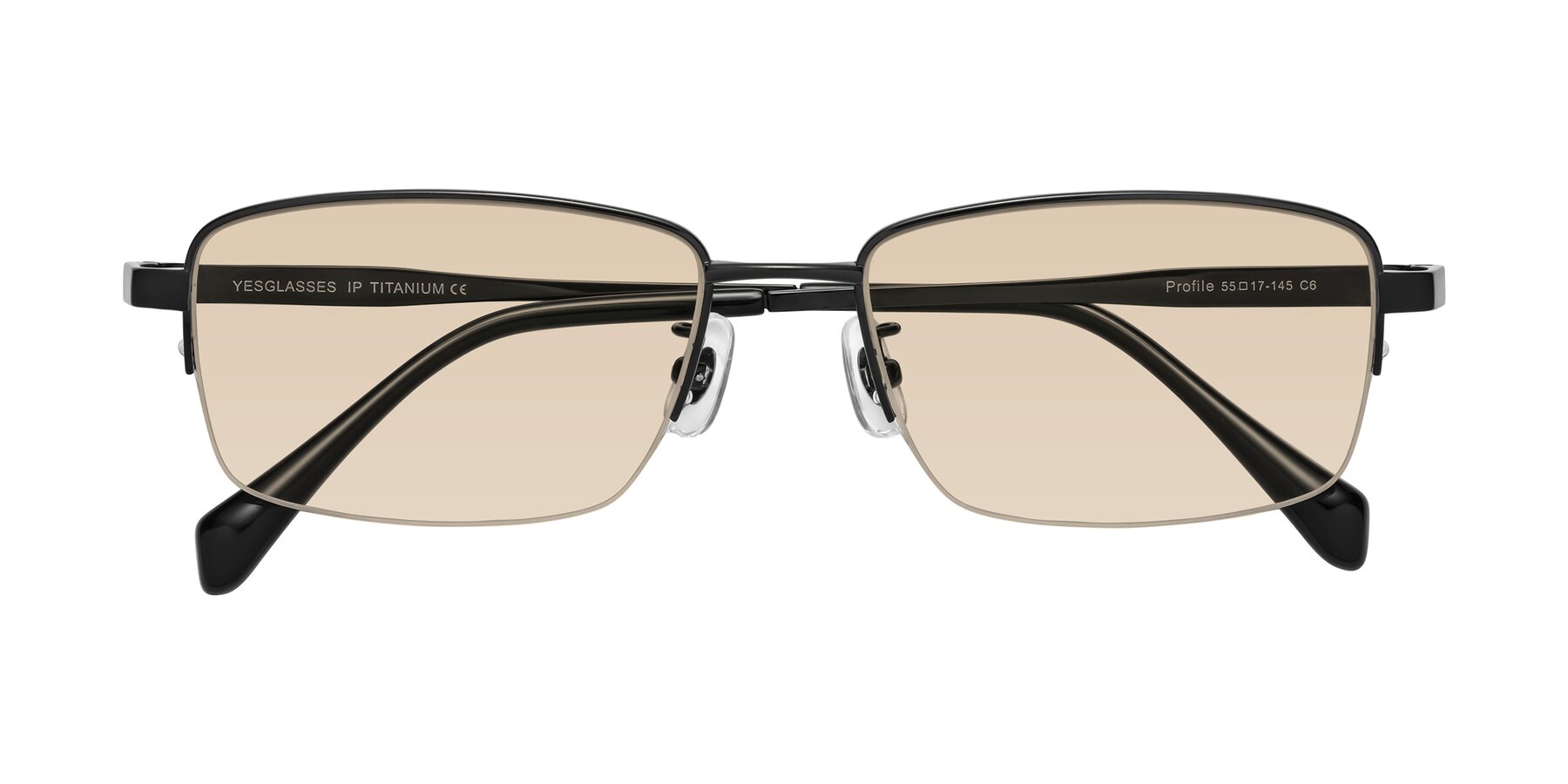 Folded Front of Profile in Black with Light Brown Tinted Lenses