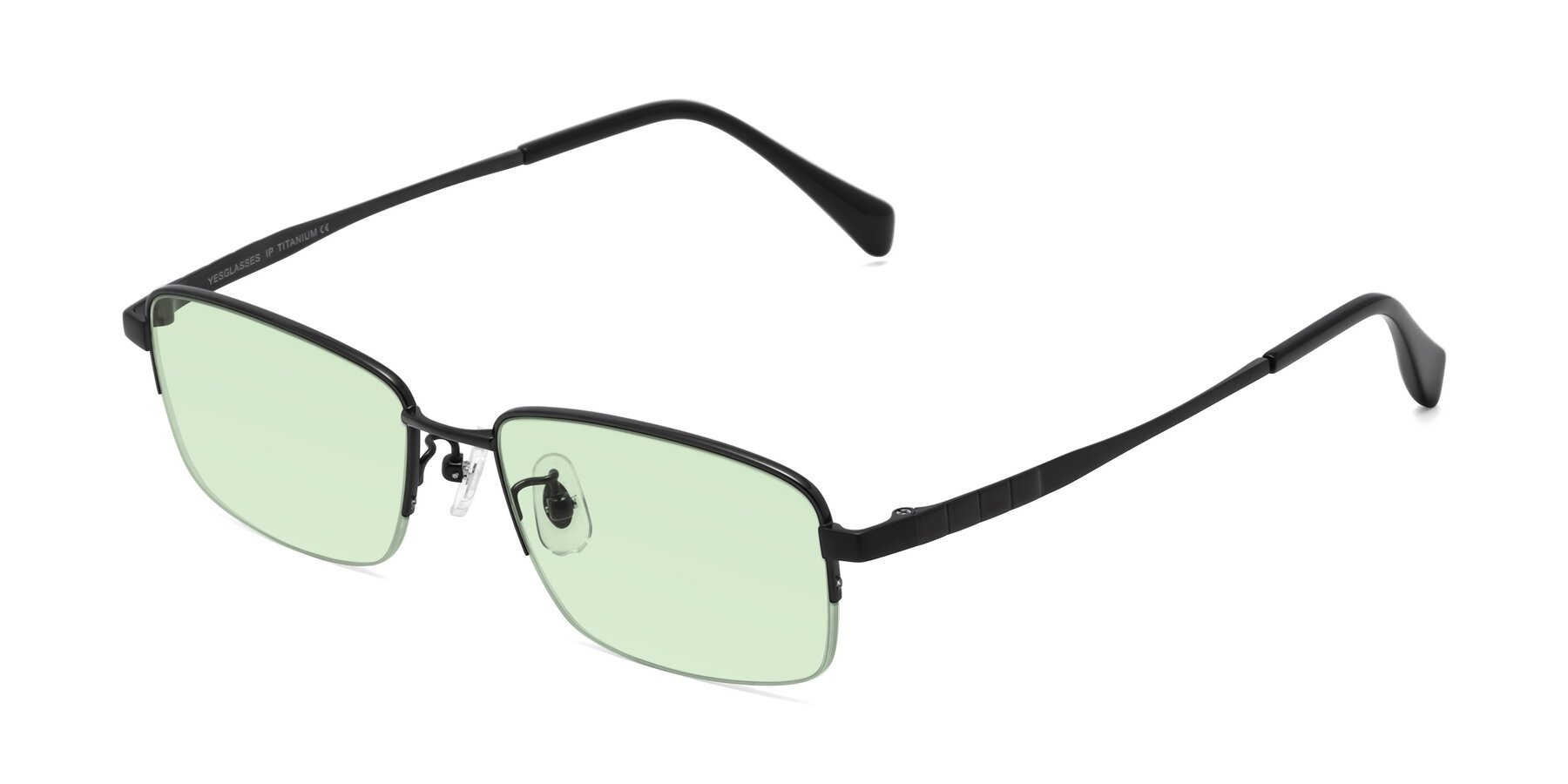 Angle of Profile in Black with Light Green Tinted Lenses