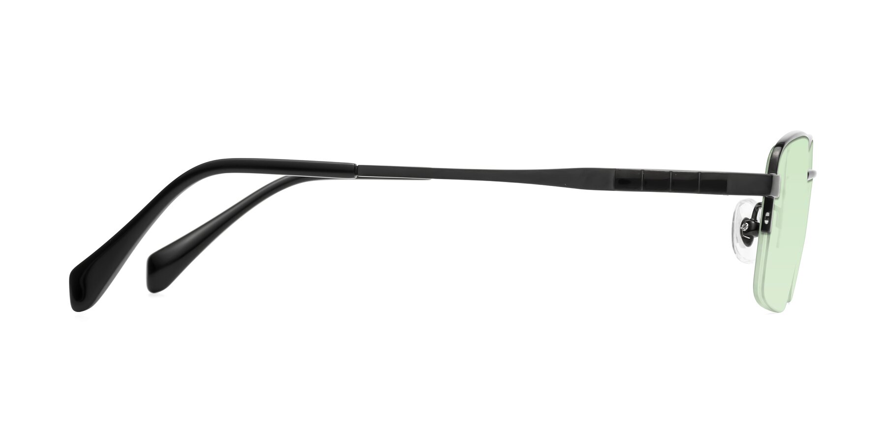 Side of Profile in Black with Light Green Tinted Lenses