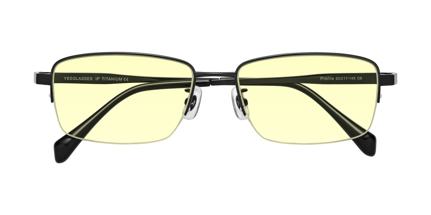 Folded Front of Profile in Black with Light Yellow Tinted Lenses