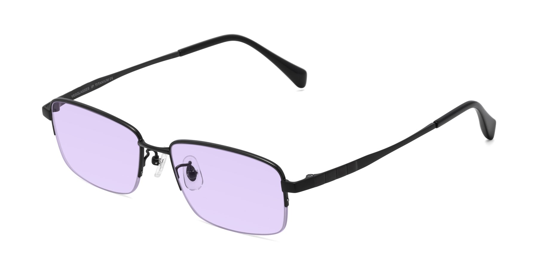 Angle of Profile in Black with Light Purple Tinted Lenses