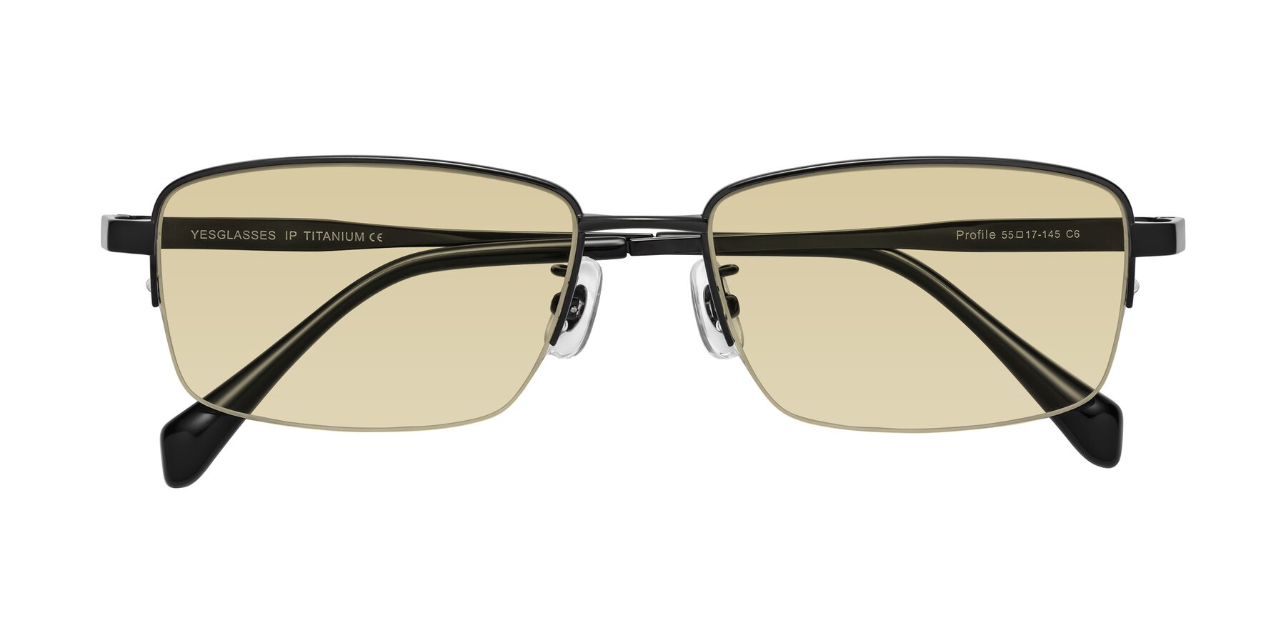 Folded Front of Profile in Black with Light Champagne Tinted Lenses