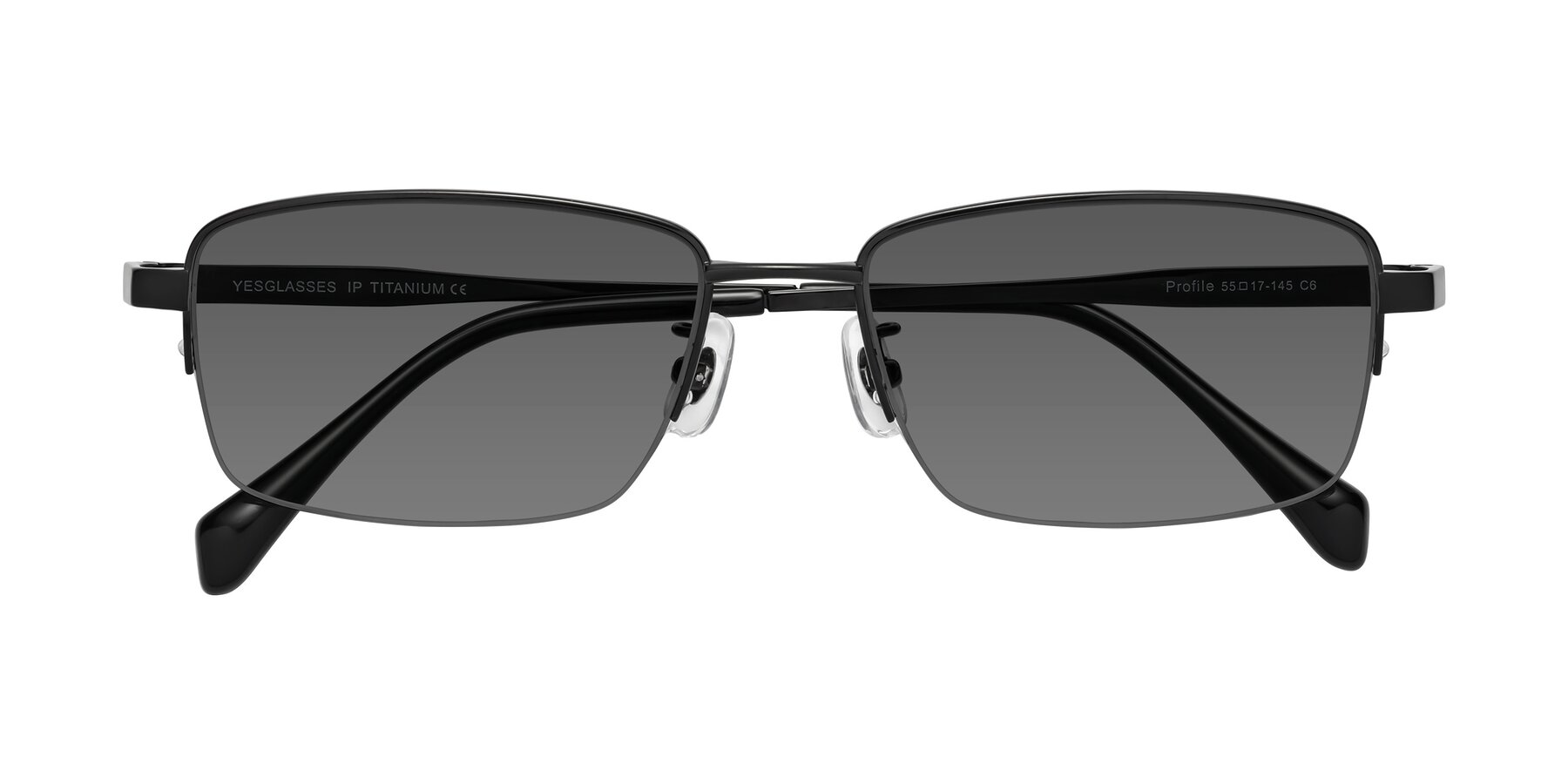 Folded Front of Profile in Black with Medium Gray Tinted Lenses