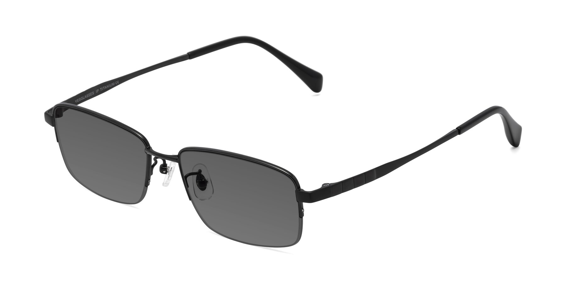 Angle of Profile in Black with Medium Gray Tinted Lenses