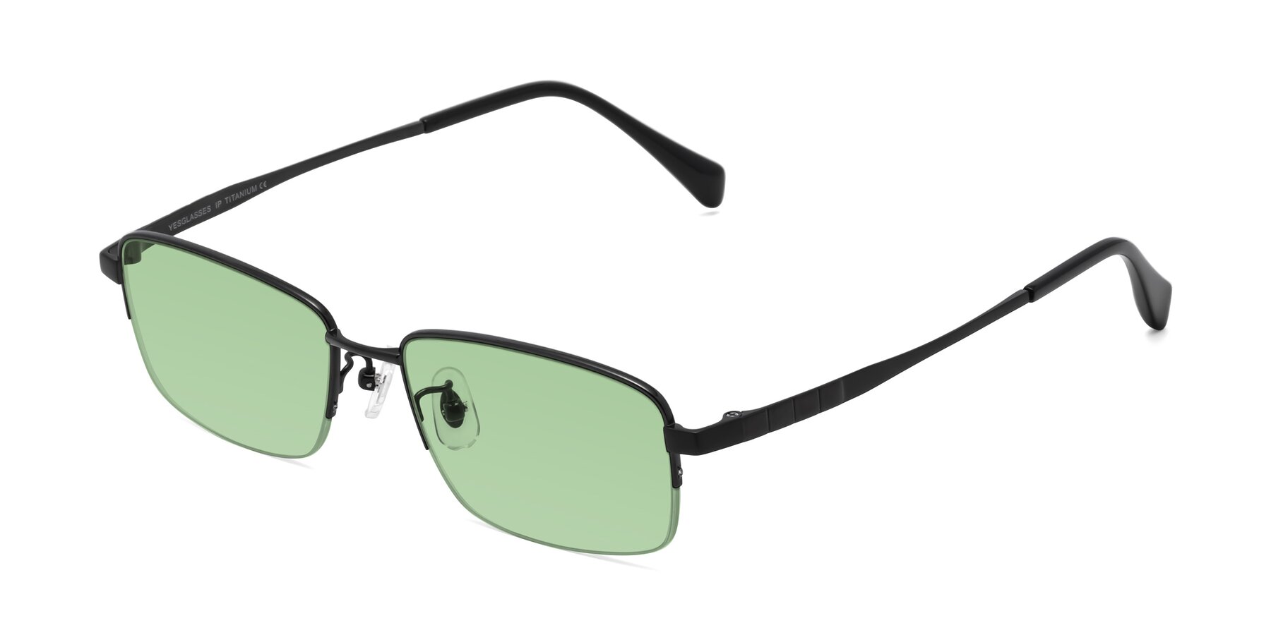 Angle of Profile in Black with Medium Green Tinted Lenses