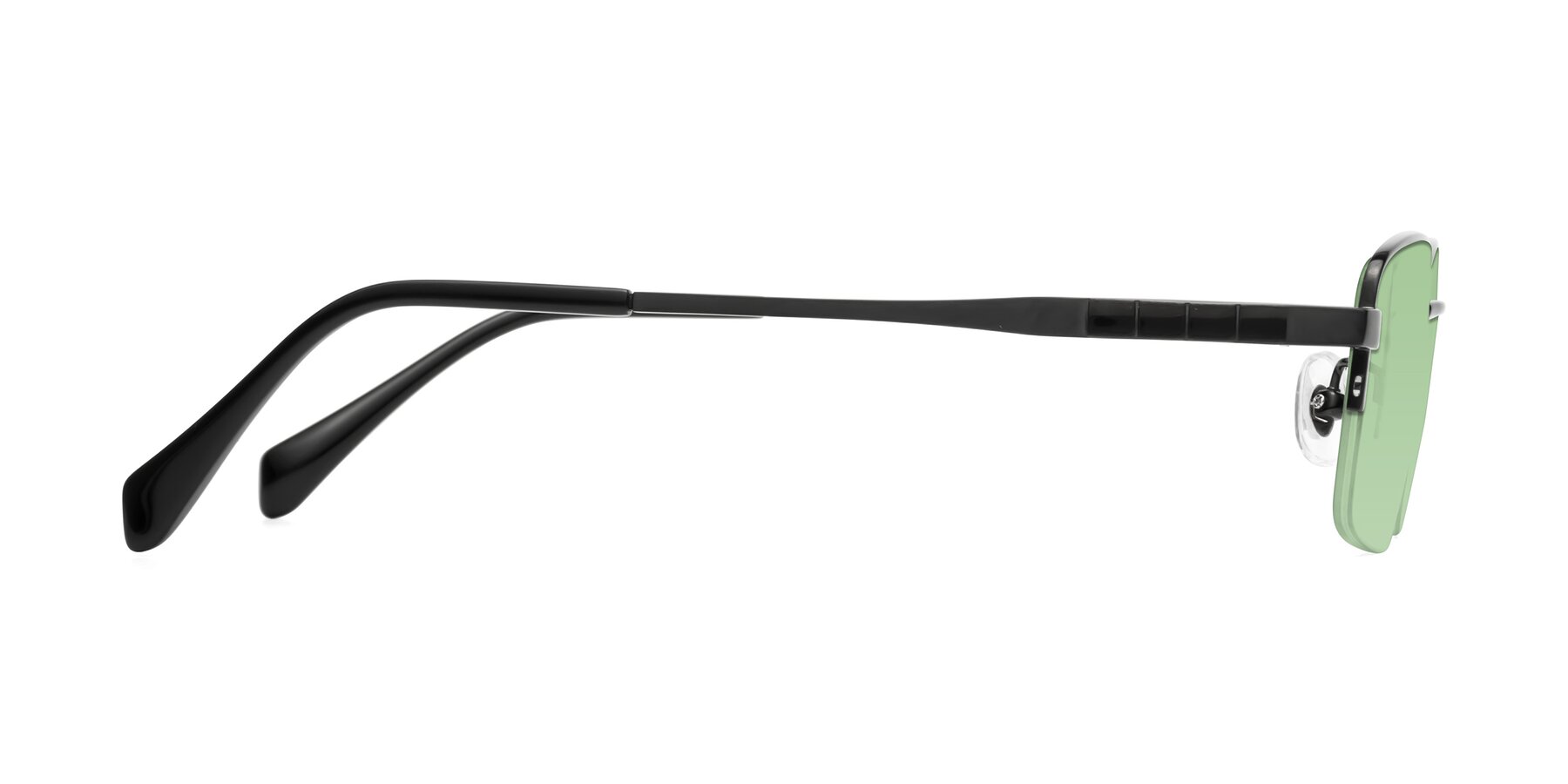 Side of Profile in Black with Medium Green Tinted Lenses