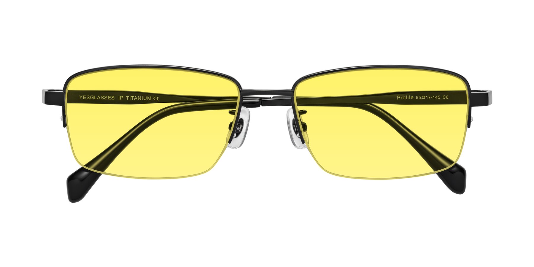 Folded Front of Profile in Black with Medium Yellow Tinted Lenses