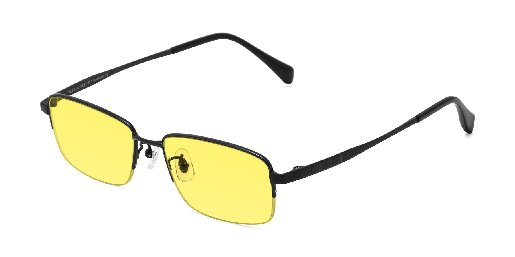 Angle of Profile in Black with Medium Yellow Tinted Lenses