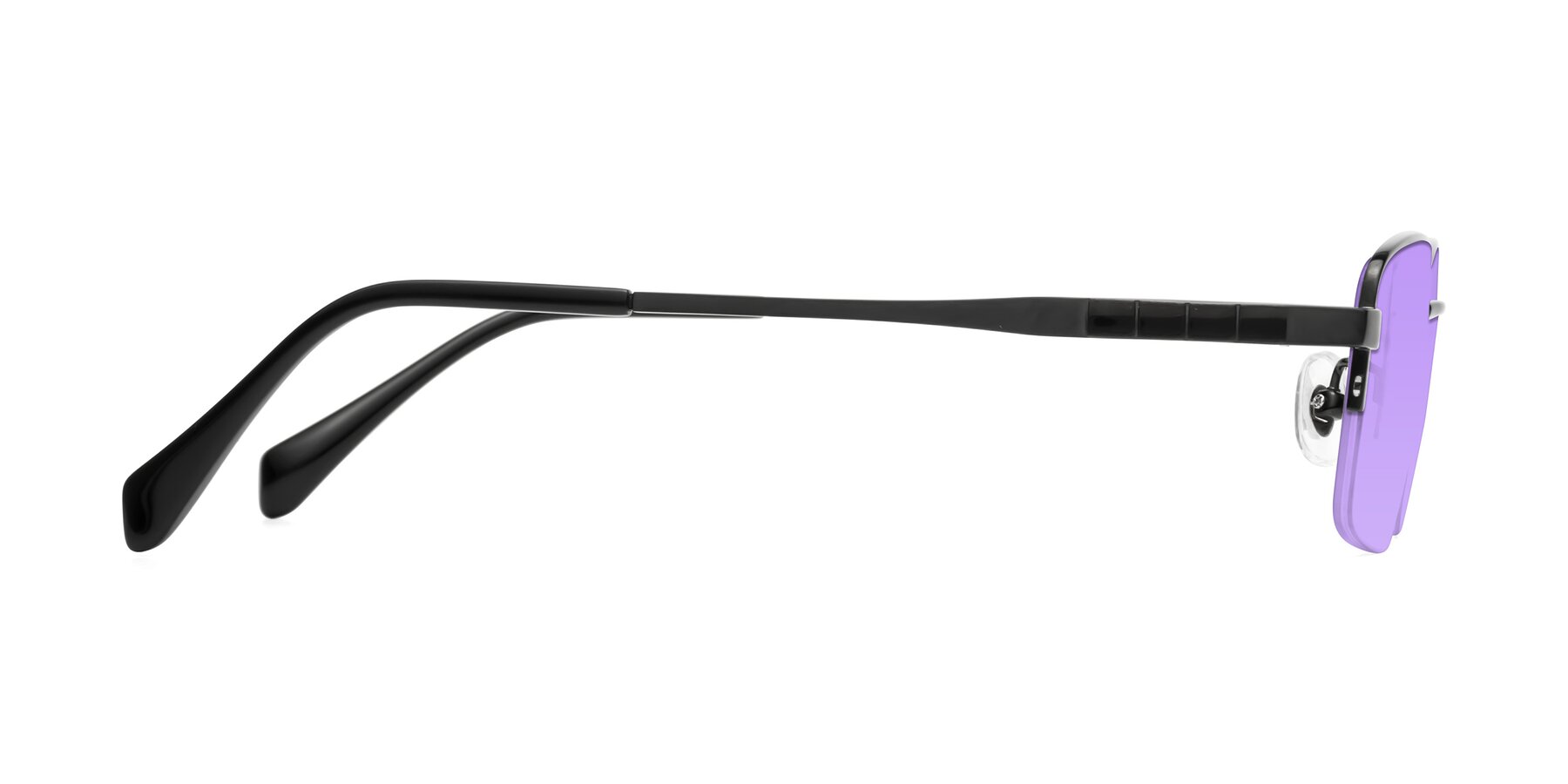 Side of Profile in Black with Medium Purple Tinted Lenses