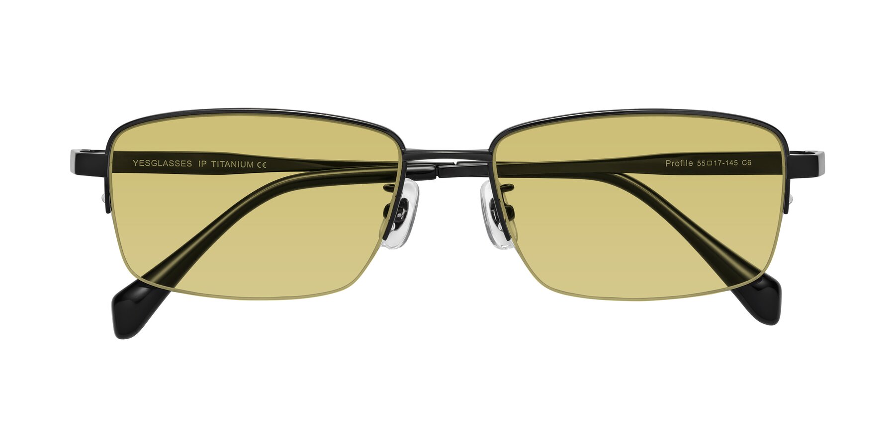 Folded Front of Profile in Black with Medium Champagne Tinted Lenses