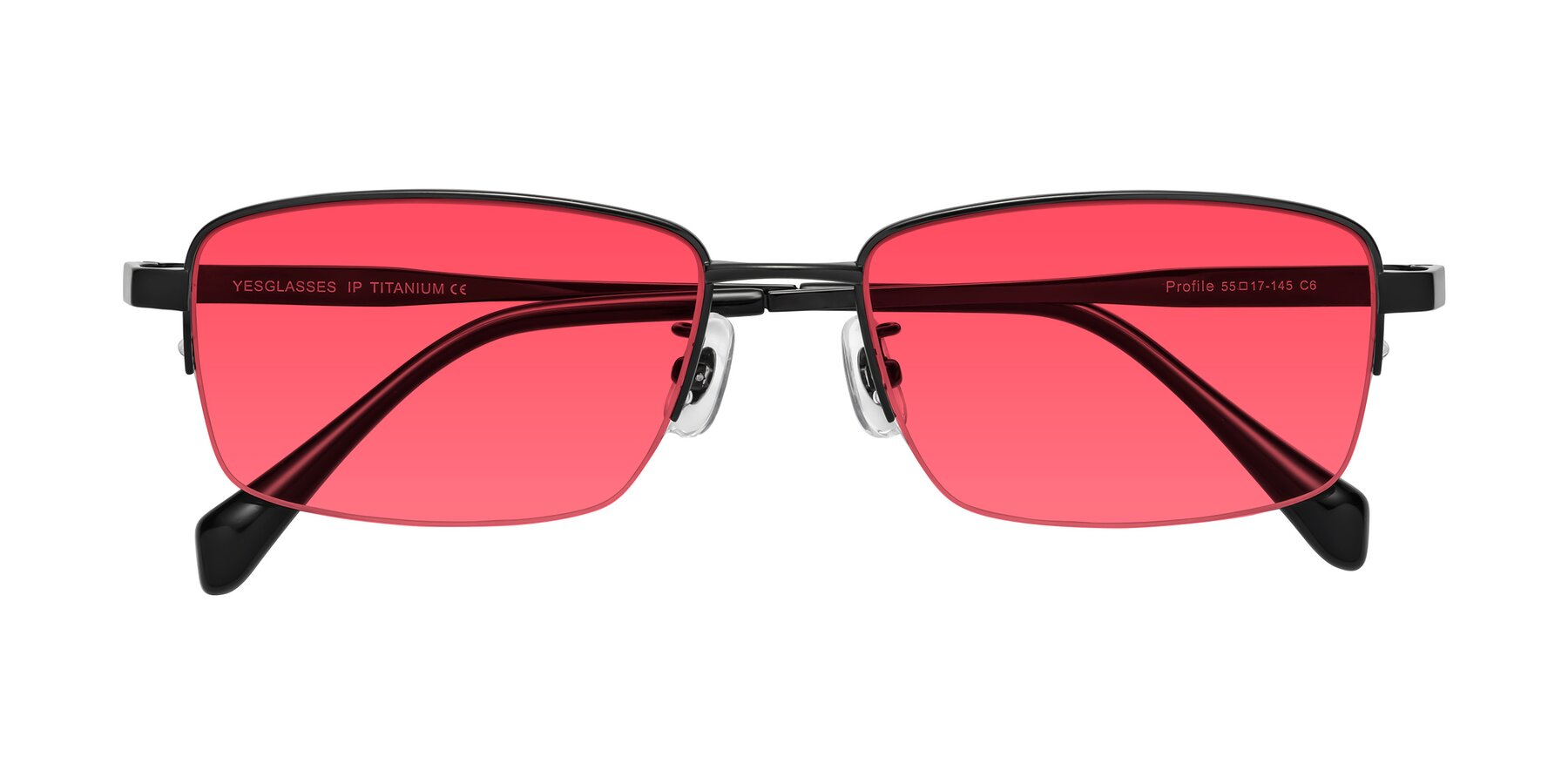 Folded Front of Profile in Black with Red Tinted Lenses