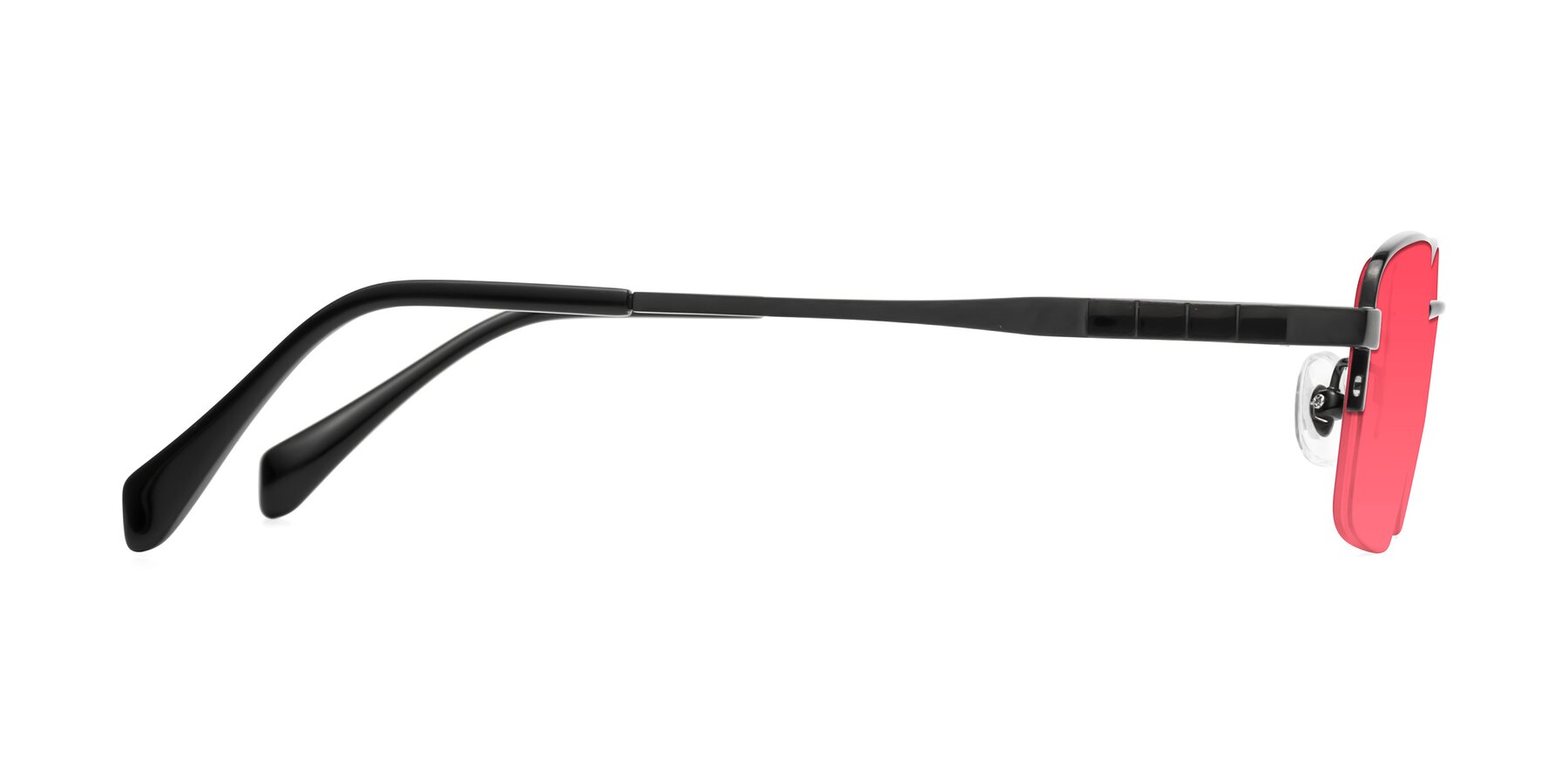 Side of Profile in Black with Red Tinted Lenses