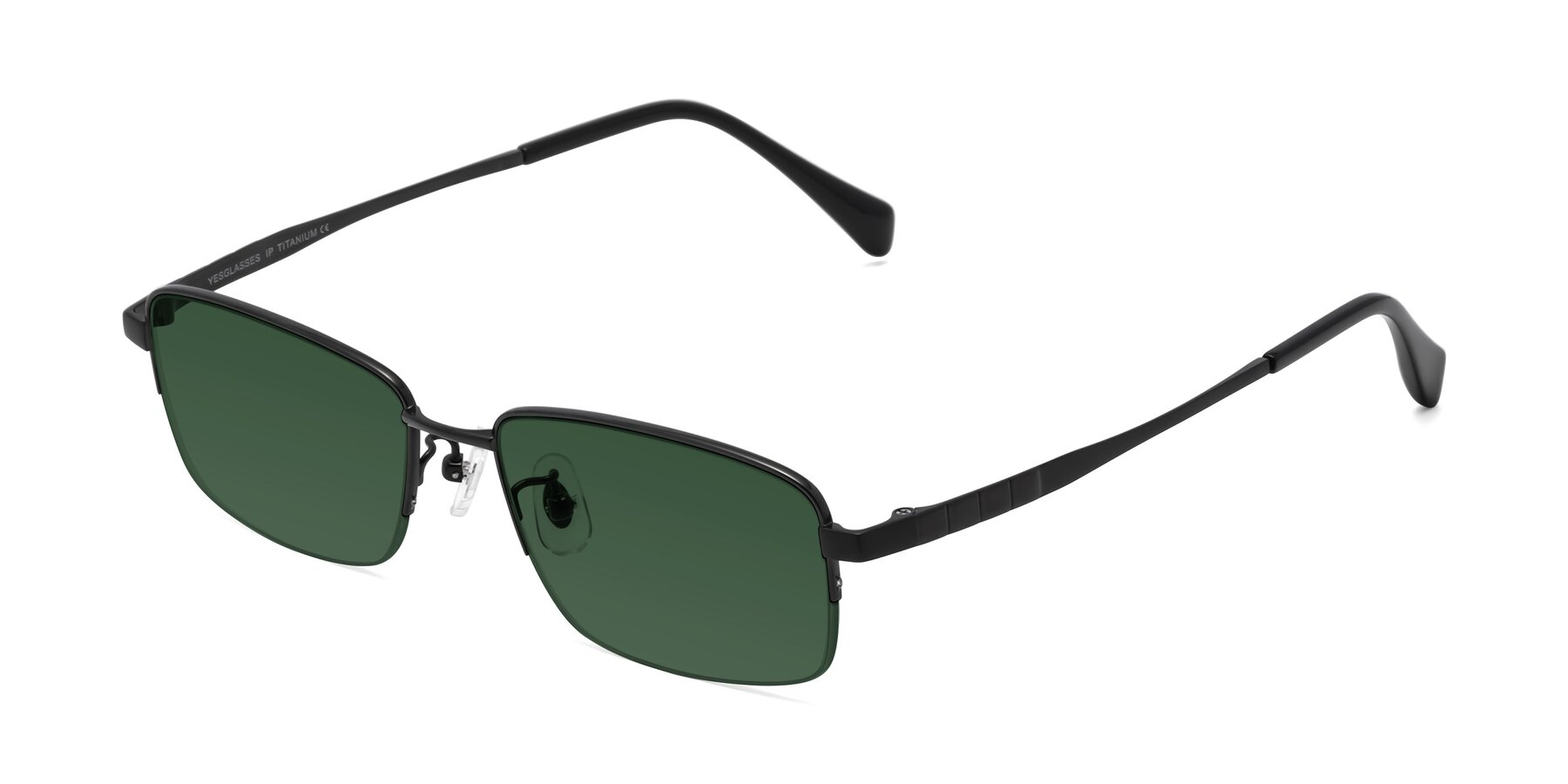 Angle of Profile in Black with Green Tinted Lenses