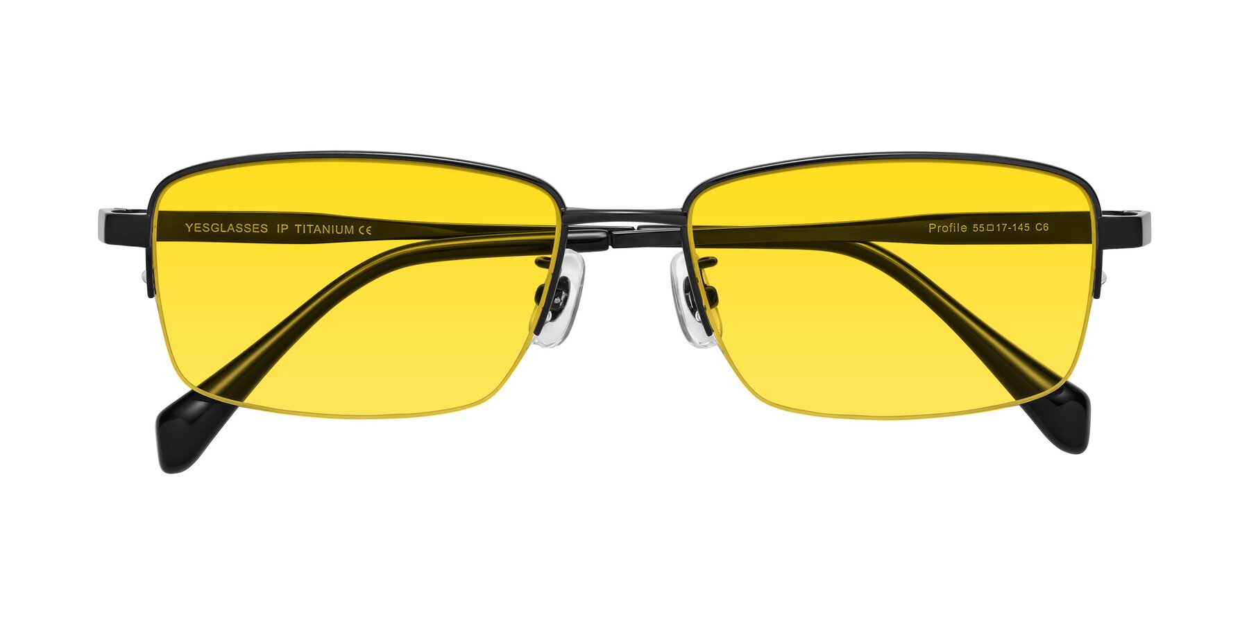 Folded Front of Profile in Black with Yellow Tinted Lenses