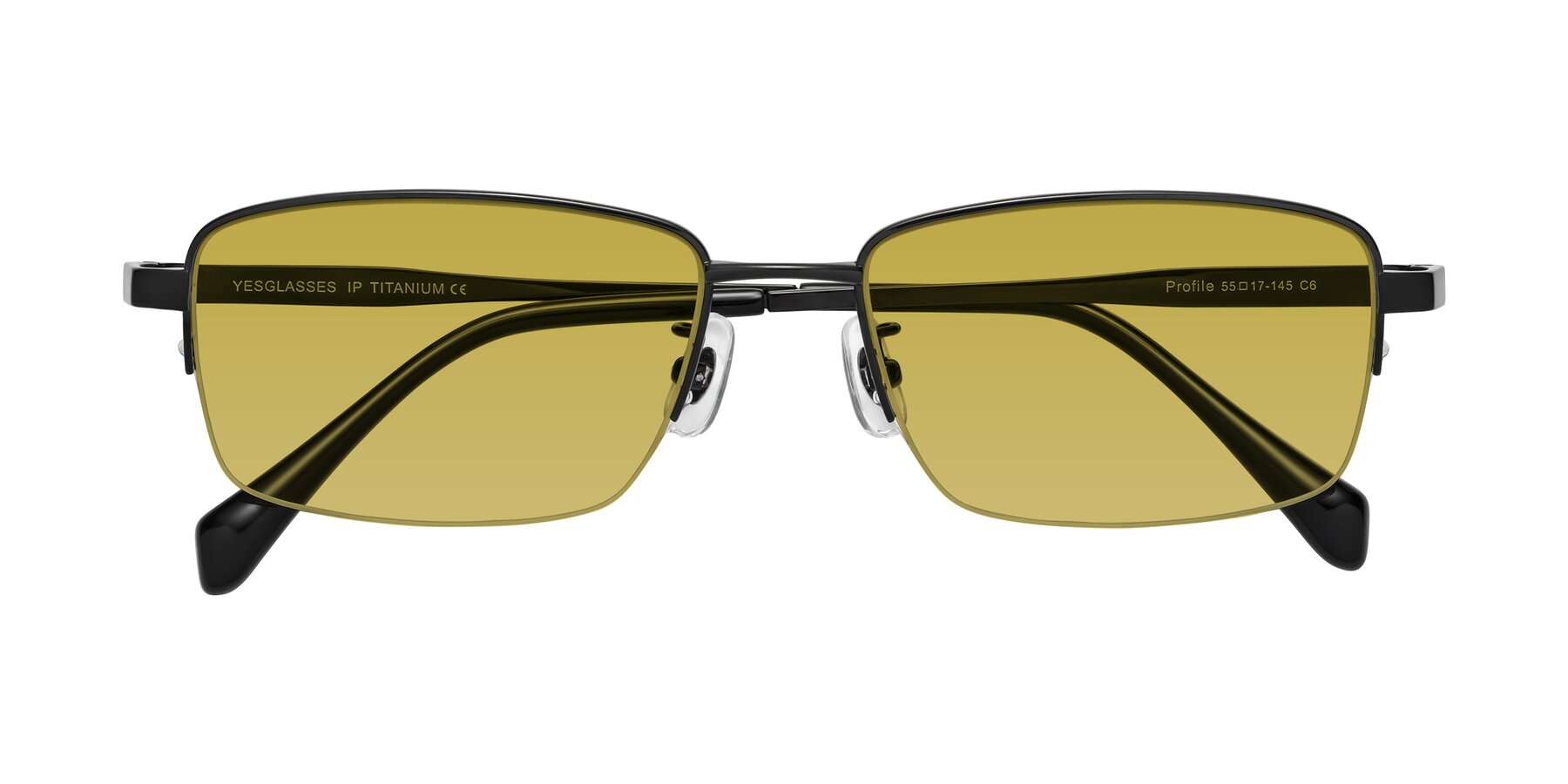 Folded Front of Profile in Black with Champagne Tinted Lenses