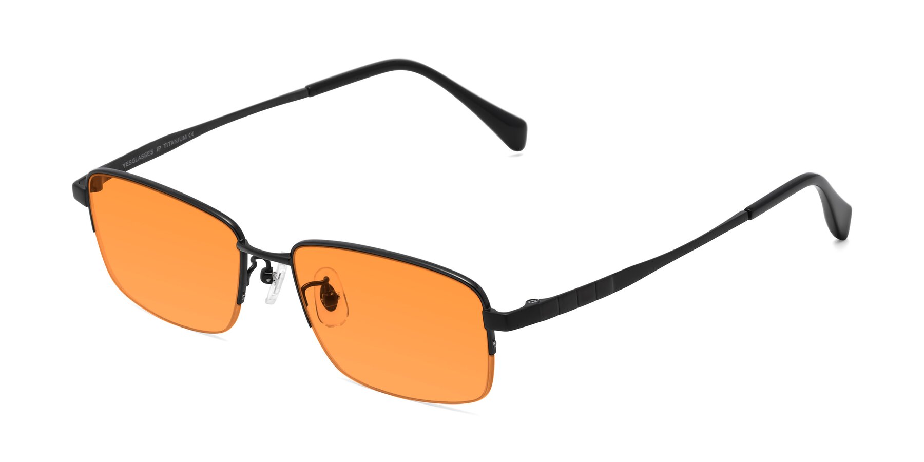 Angle of Profile in Black with Orange Tinted Lenses