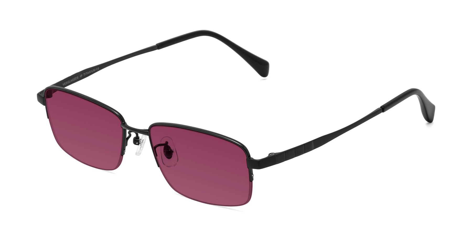 Angle of Profile in Black with Wine Tinted Lenses