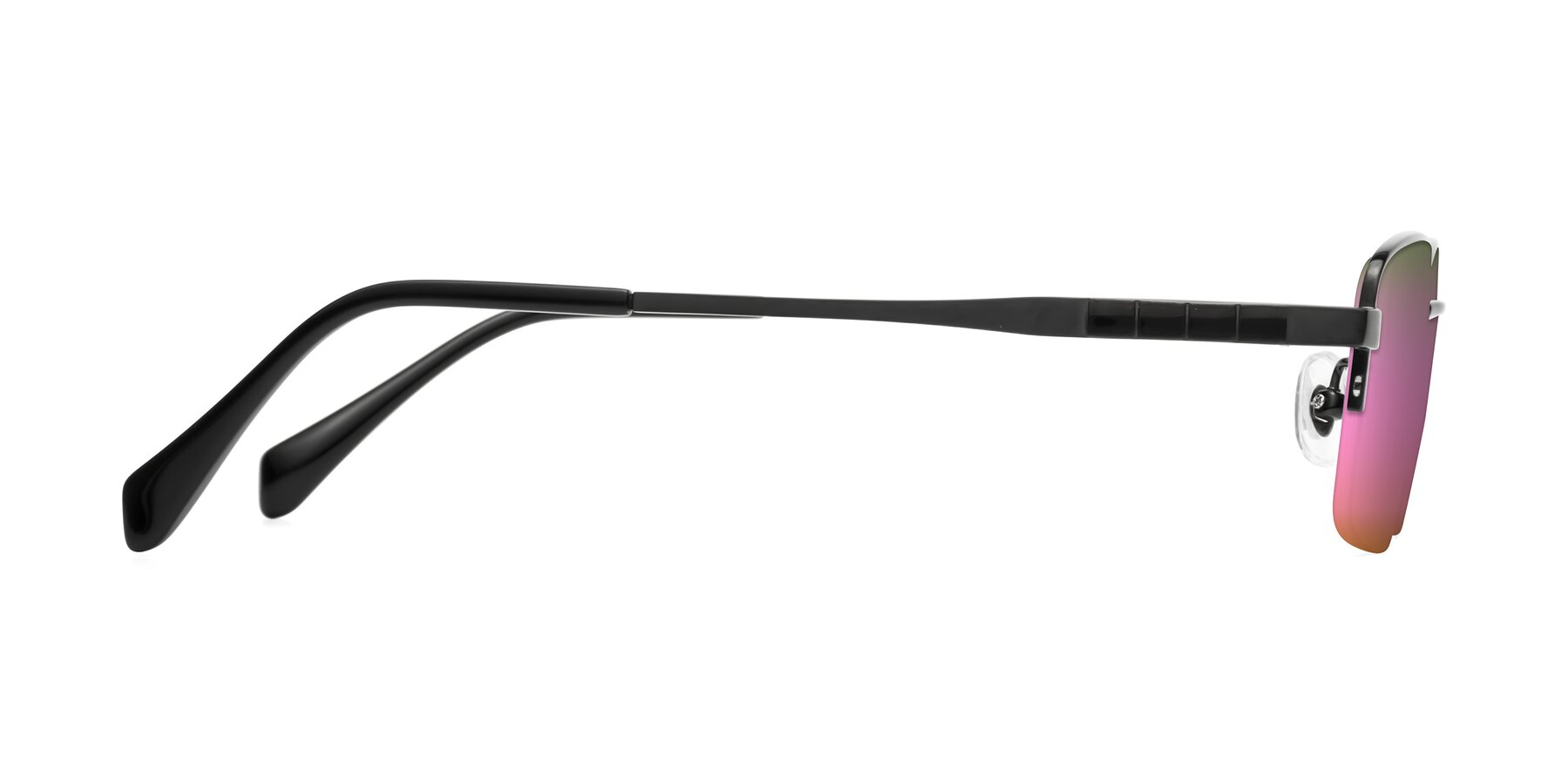 Side of Profile in Black with Pink Mirrored Lenses