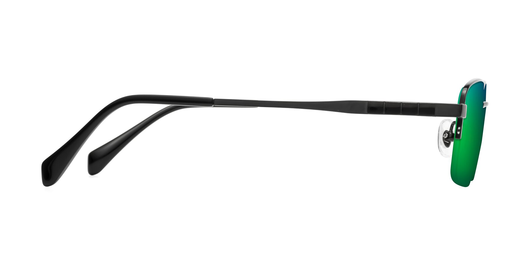 Side of Profile in Black with Green Mirrored Lenses