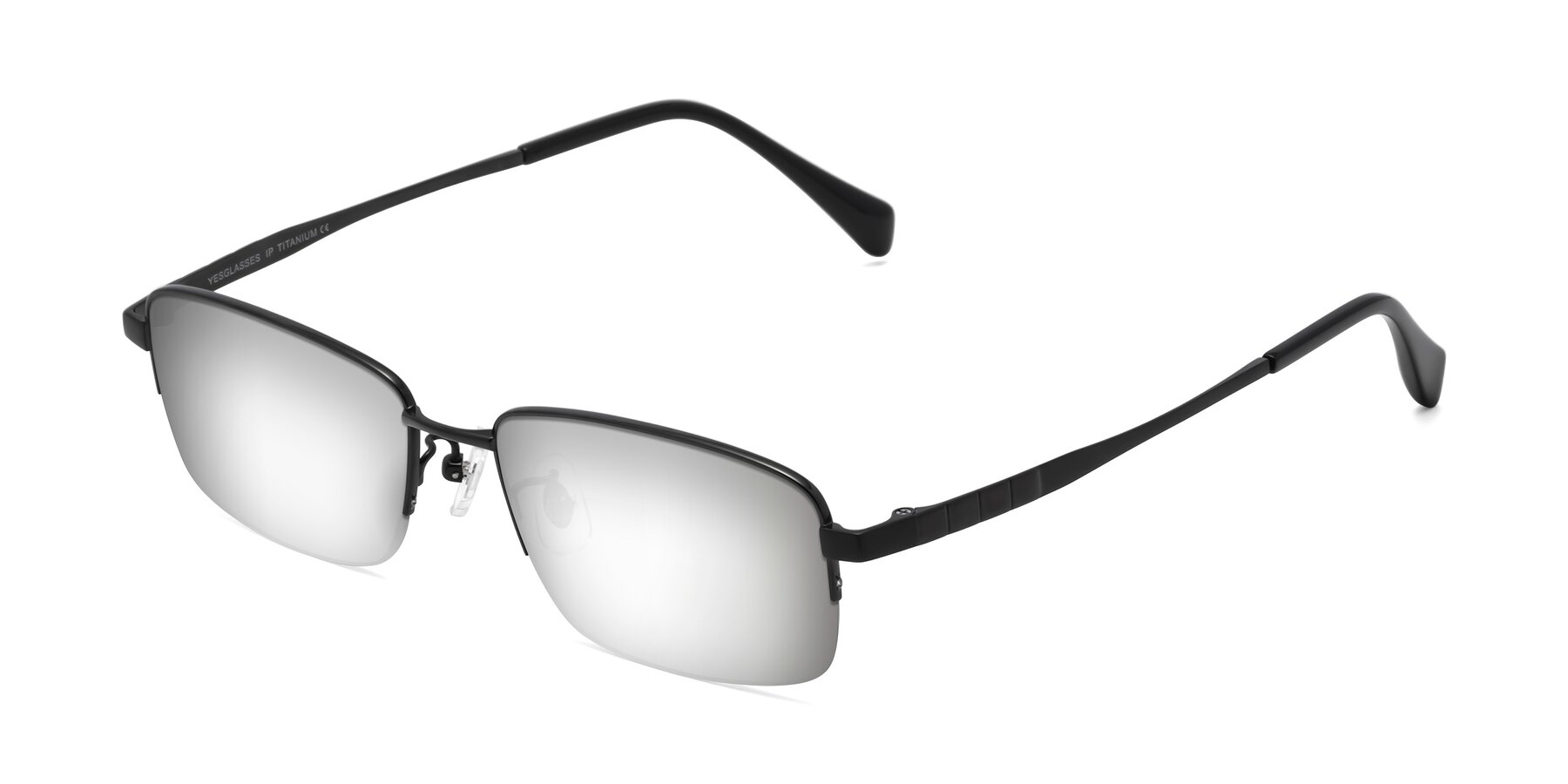 Angle of Profile in Black with Silver Mirrored Lenses