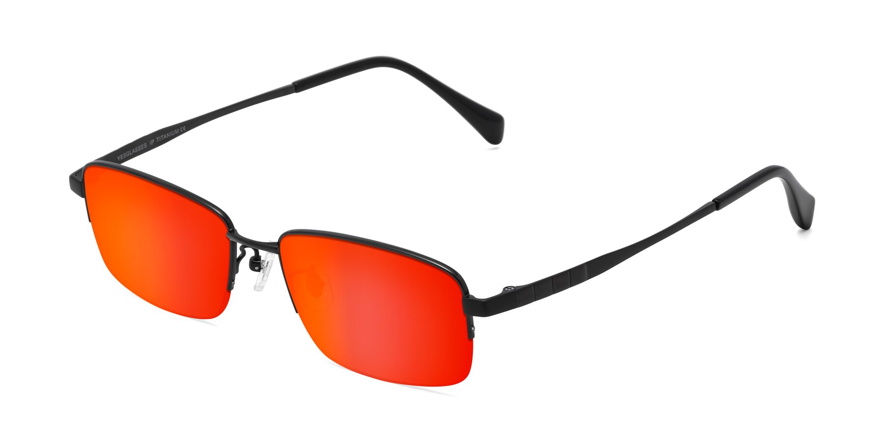 Angle of Profile in Black with Red Gold Mirrored Lenses