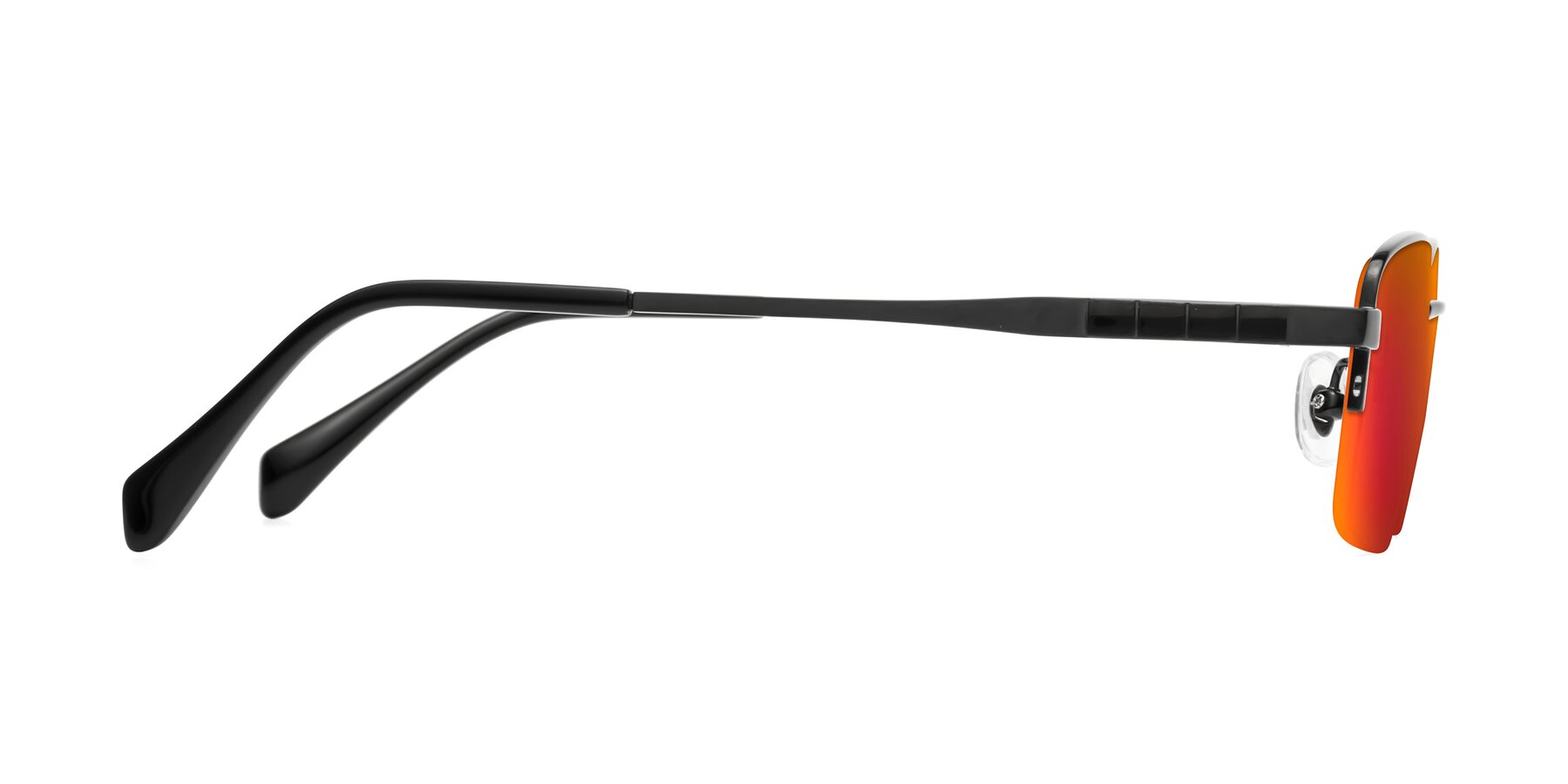 Side of Profile in Black with Red Gold Mirrored Lenses