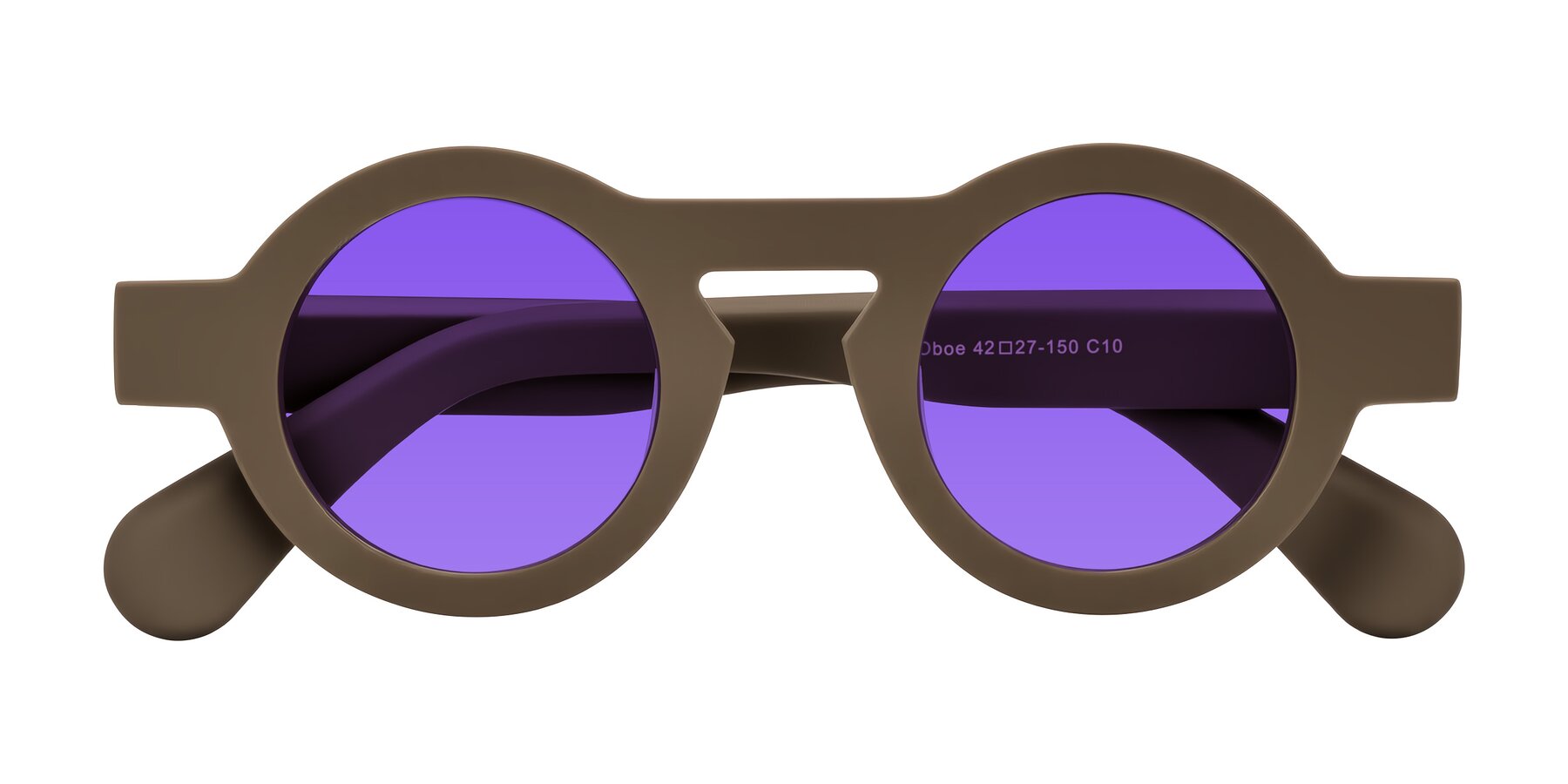 Folded Front of Oboe in Morning Coffee with Purple Tinted Lenses