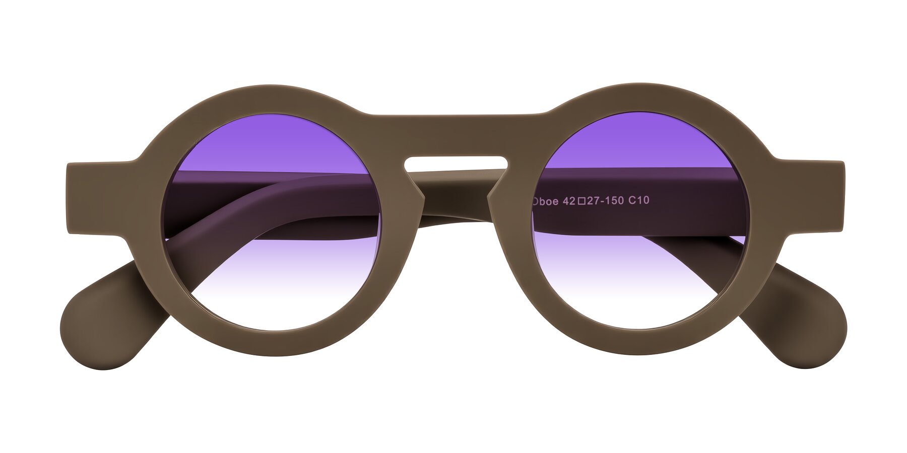 Folded Front of Oboe in Morning Coffee with Purple Gradient Lenses