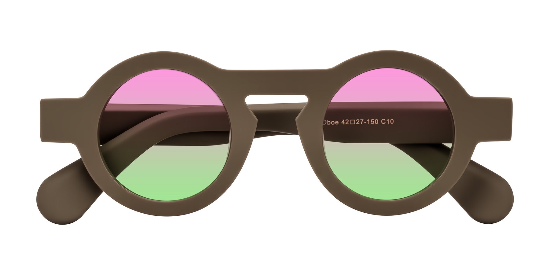 Folded Front of Oboe in Morning Coffee with Pink / Green Gradient Lenses