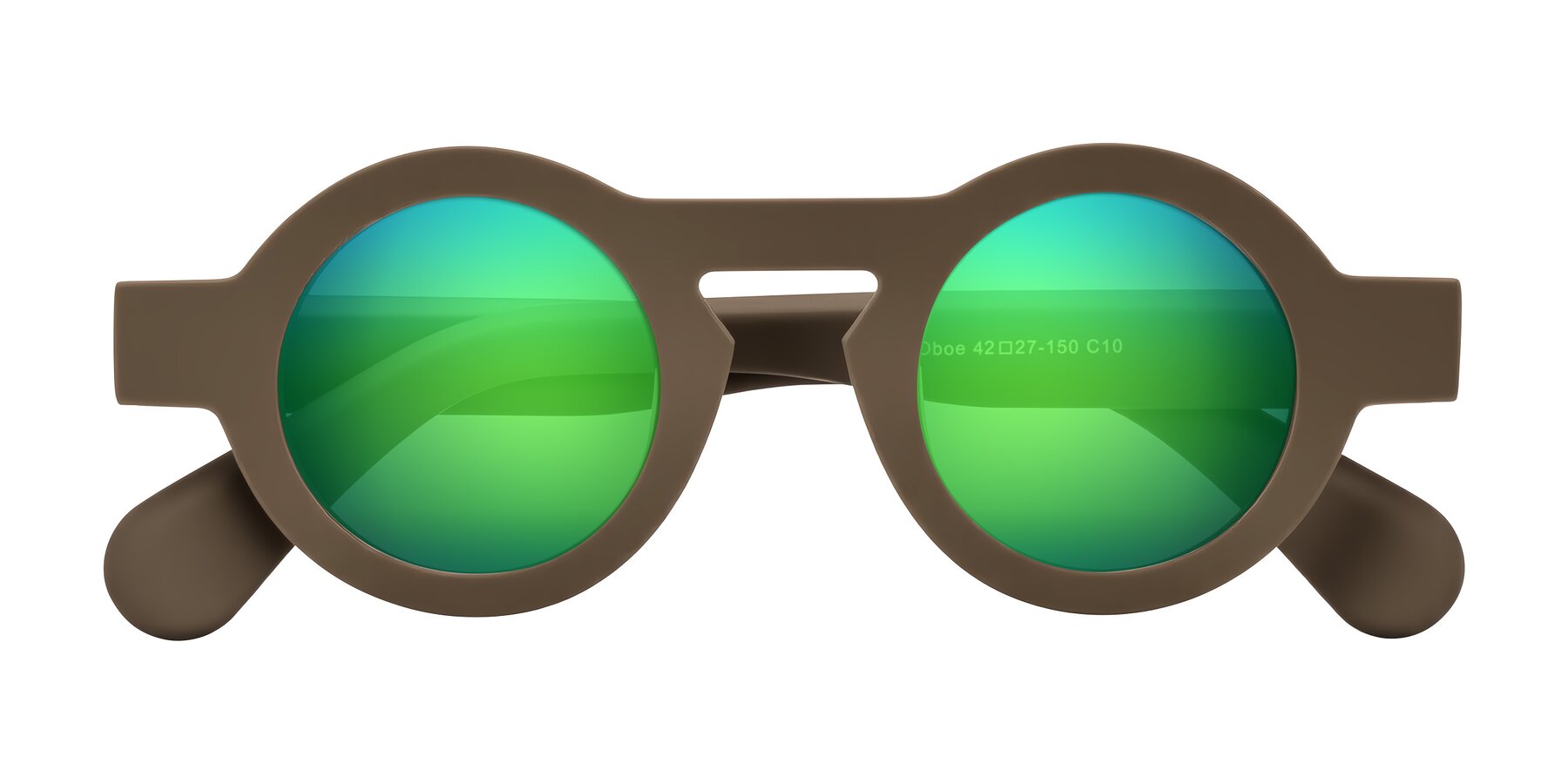 Folded Front of Oboe in Morning Coffee with Green Mirrored Lenses