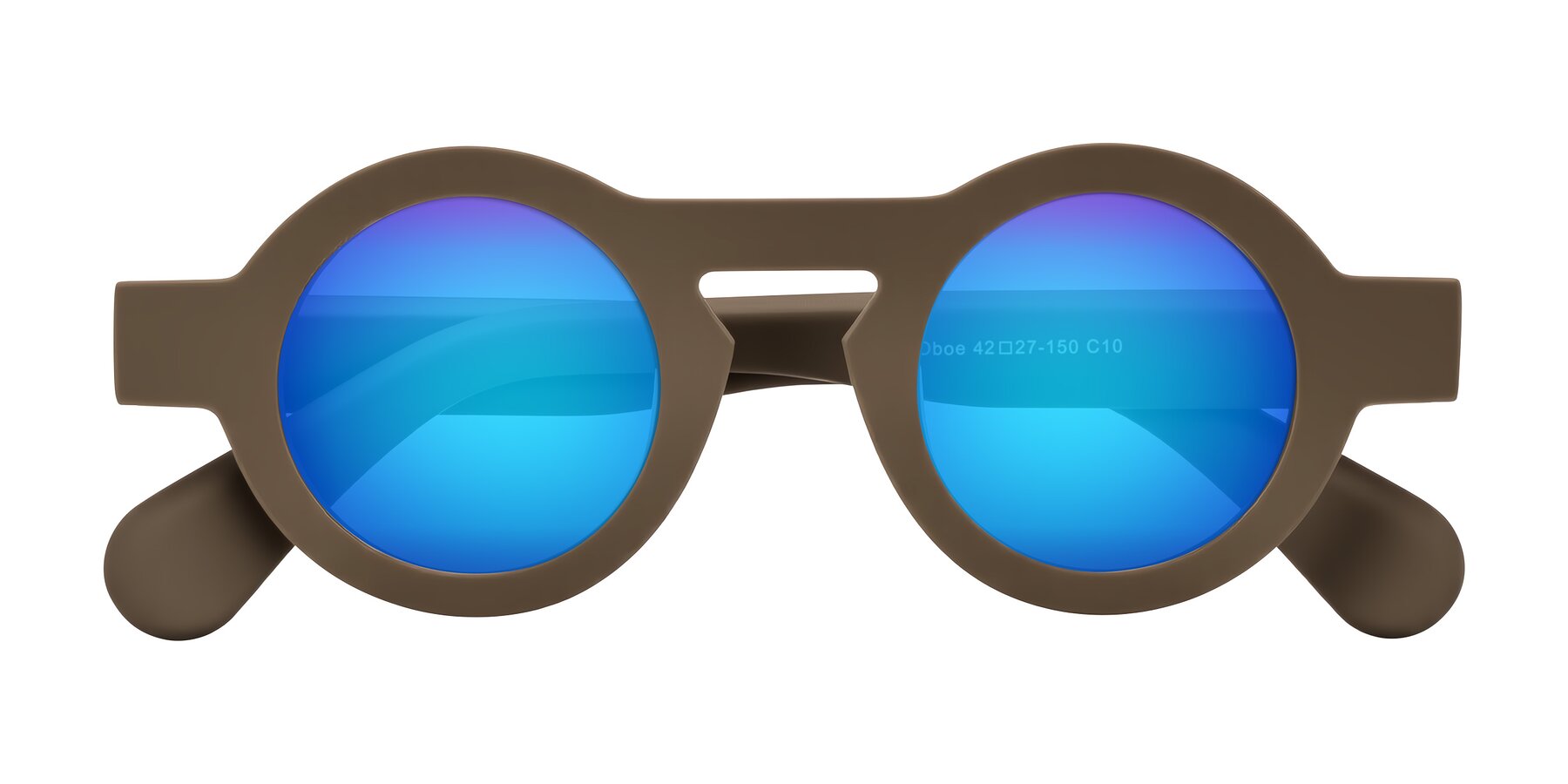 Folded Front of Oboe in Morning Coffee with Blue Mirrored Lenses