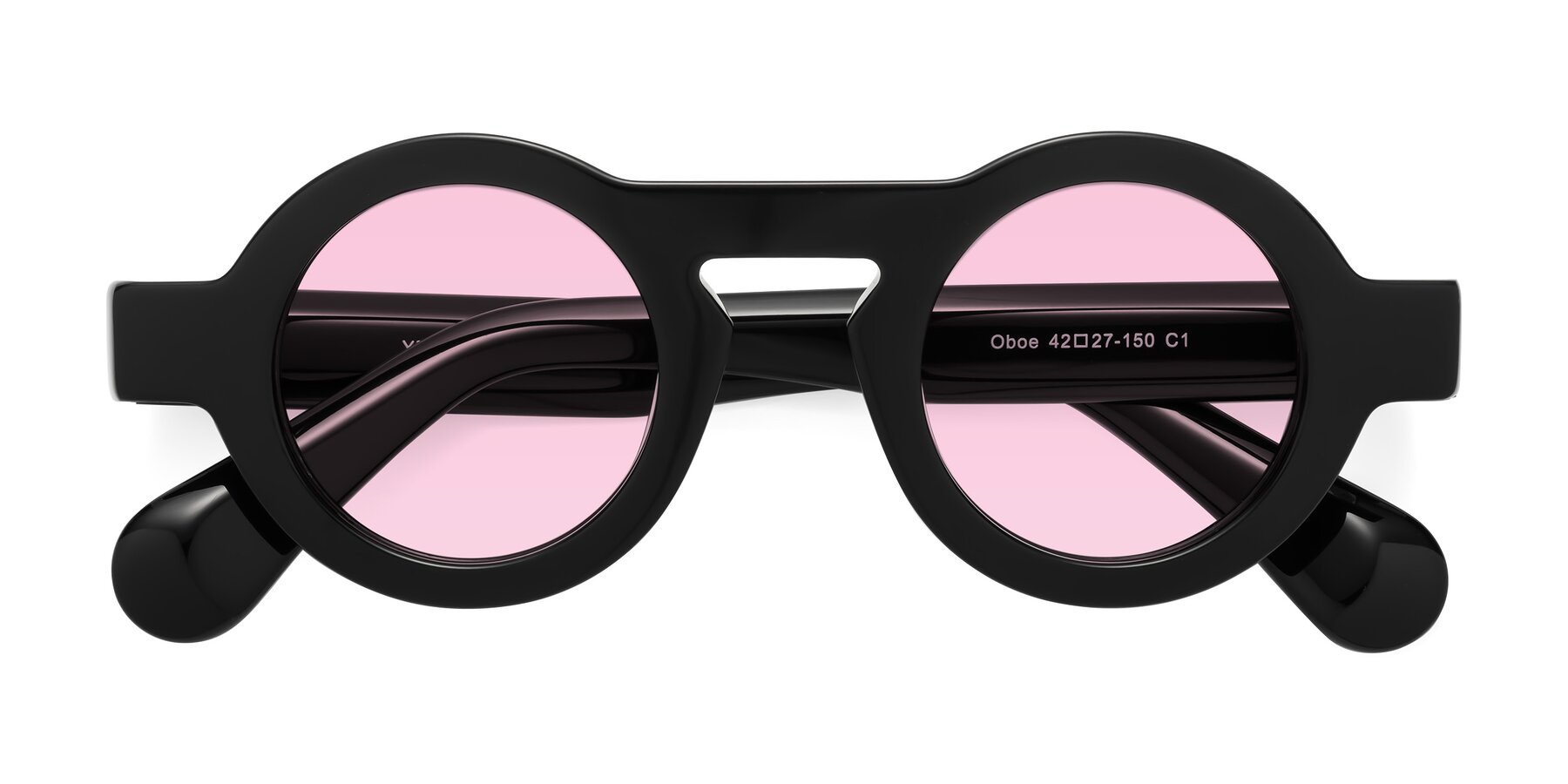 Folded Front of Oboe in Black with Light Pink Tinted Lenses