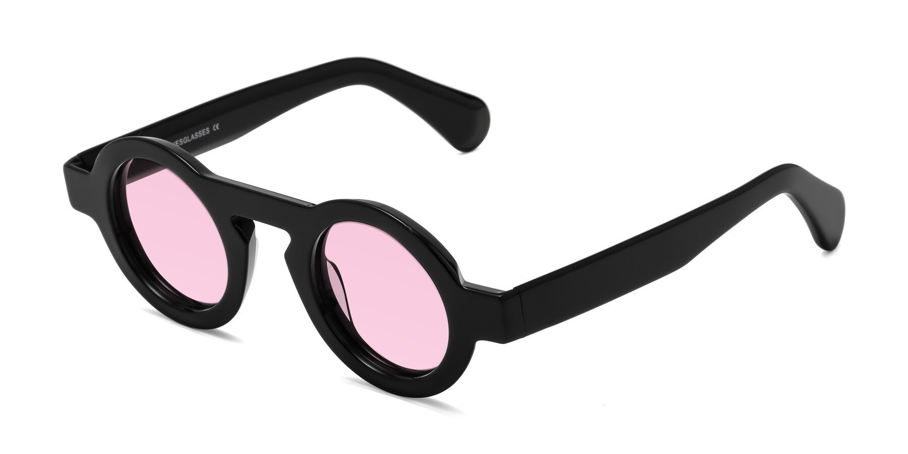 Angle of Oboe in Black with Light Pink Tinted Lenses