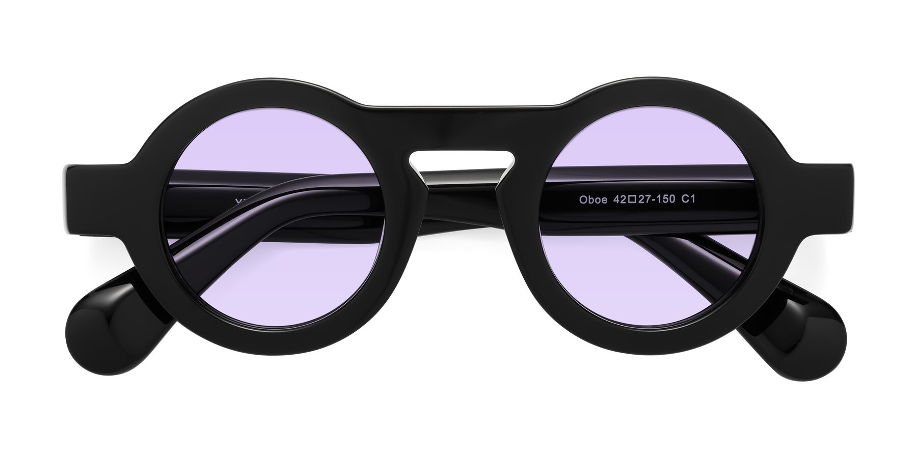 Folded Front of Oboe in Black with Light Purple Tinted Lenses