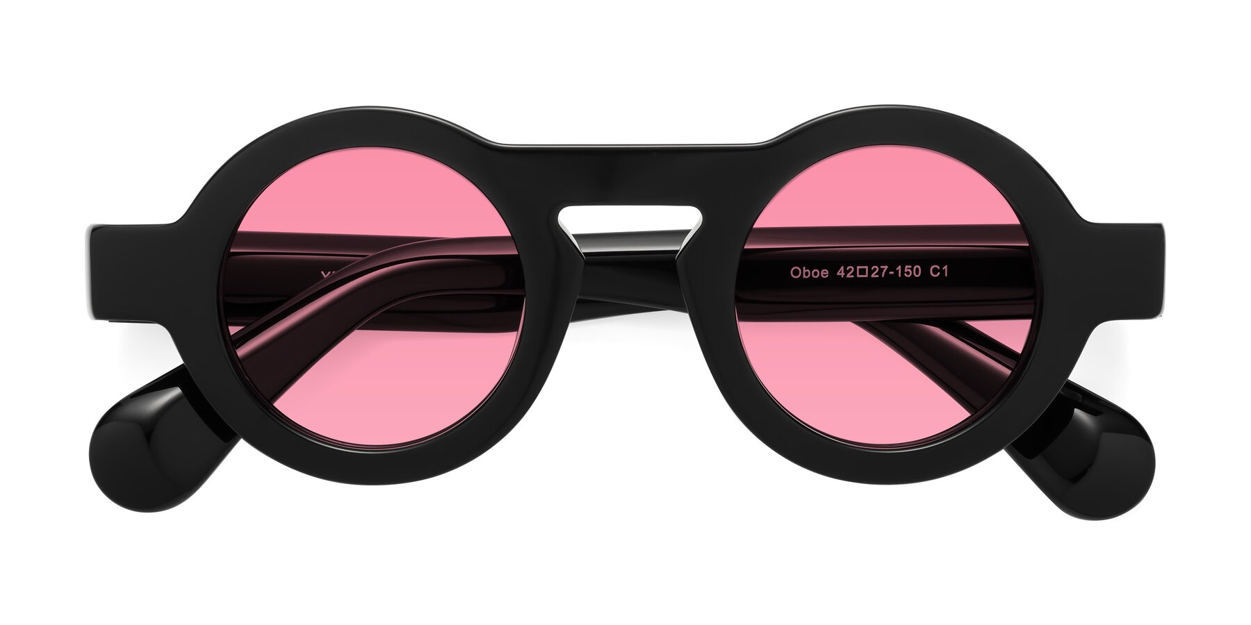 Folded Front of Oboe in Black with Pink Tinted Lenses