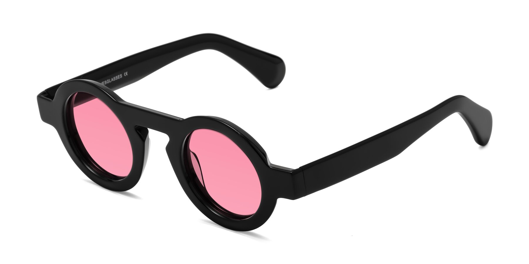 Angle of Oboe in Black with Pink Tinted Lenses