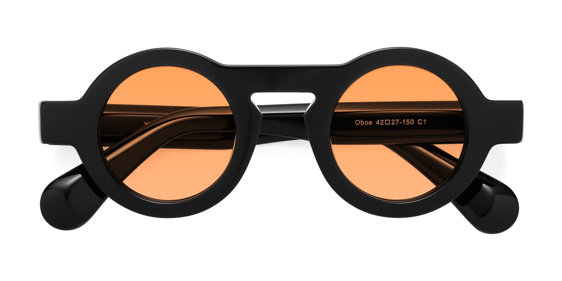 Folded Front of Oboe in Black with Medium Orange Tinted Lenses